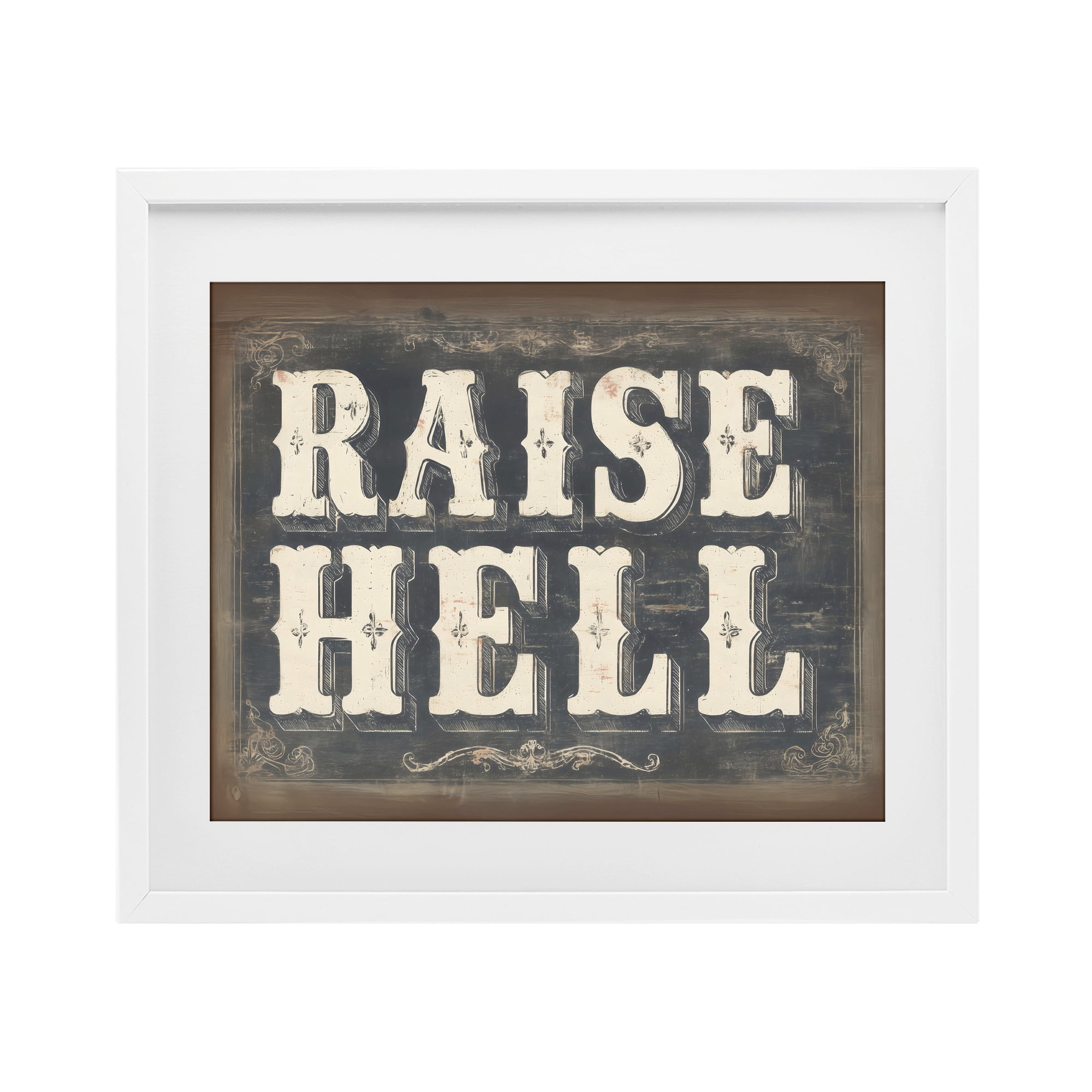 Stupell Industries Raise Hell Vintage Western White Framed Print Under Glass, design by Arlington Prints
