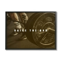 Stupell Industries Raise The Bar Motivational Bodybuilder Graphic Art Black Framed Art Print Wall Art, Design by Jacob Green