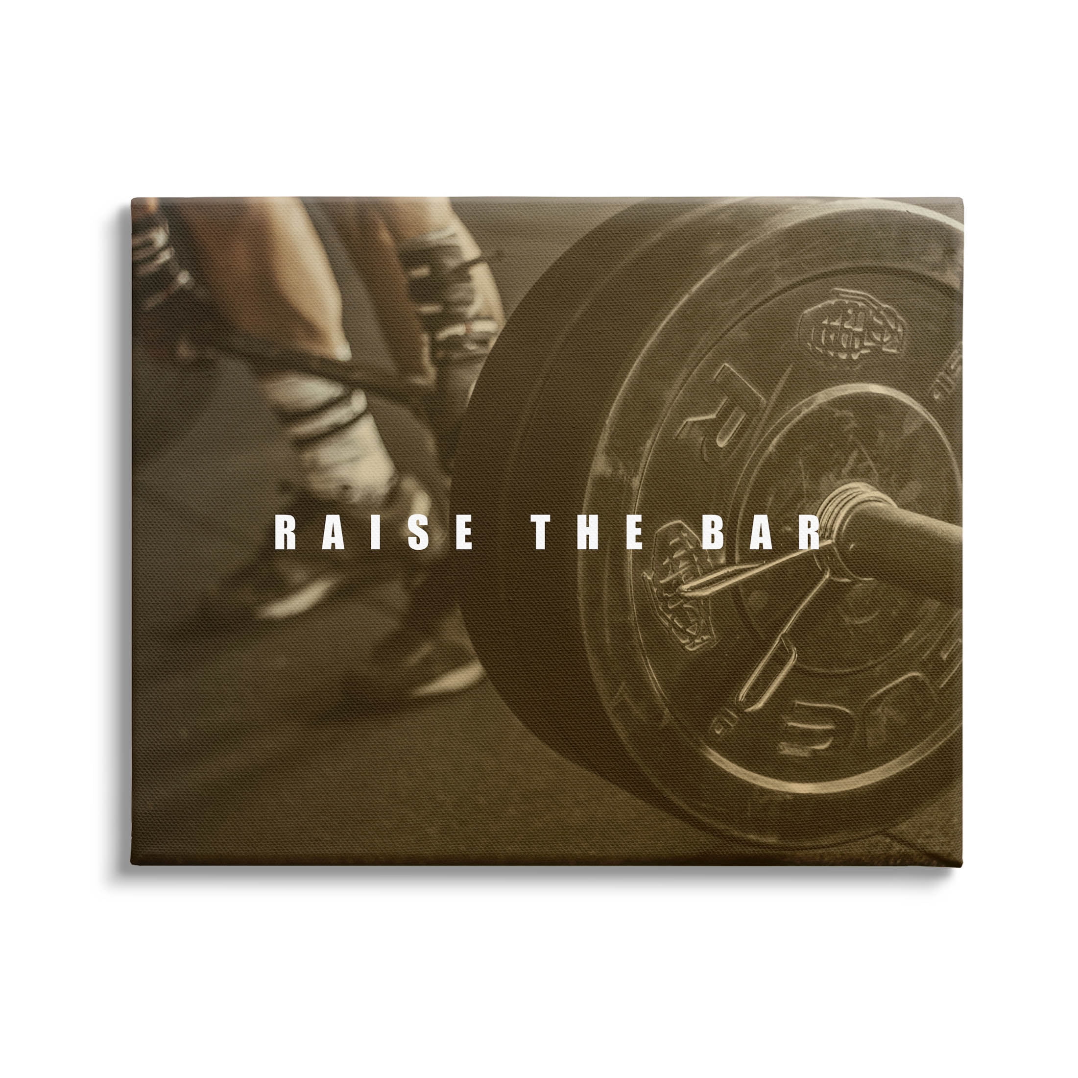 Stupell Industries Raise The Bar Motivational Bodybuilder Graphic Art Gallery Wrapped Canvas Print Wall Art, Design by Jacob Green