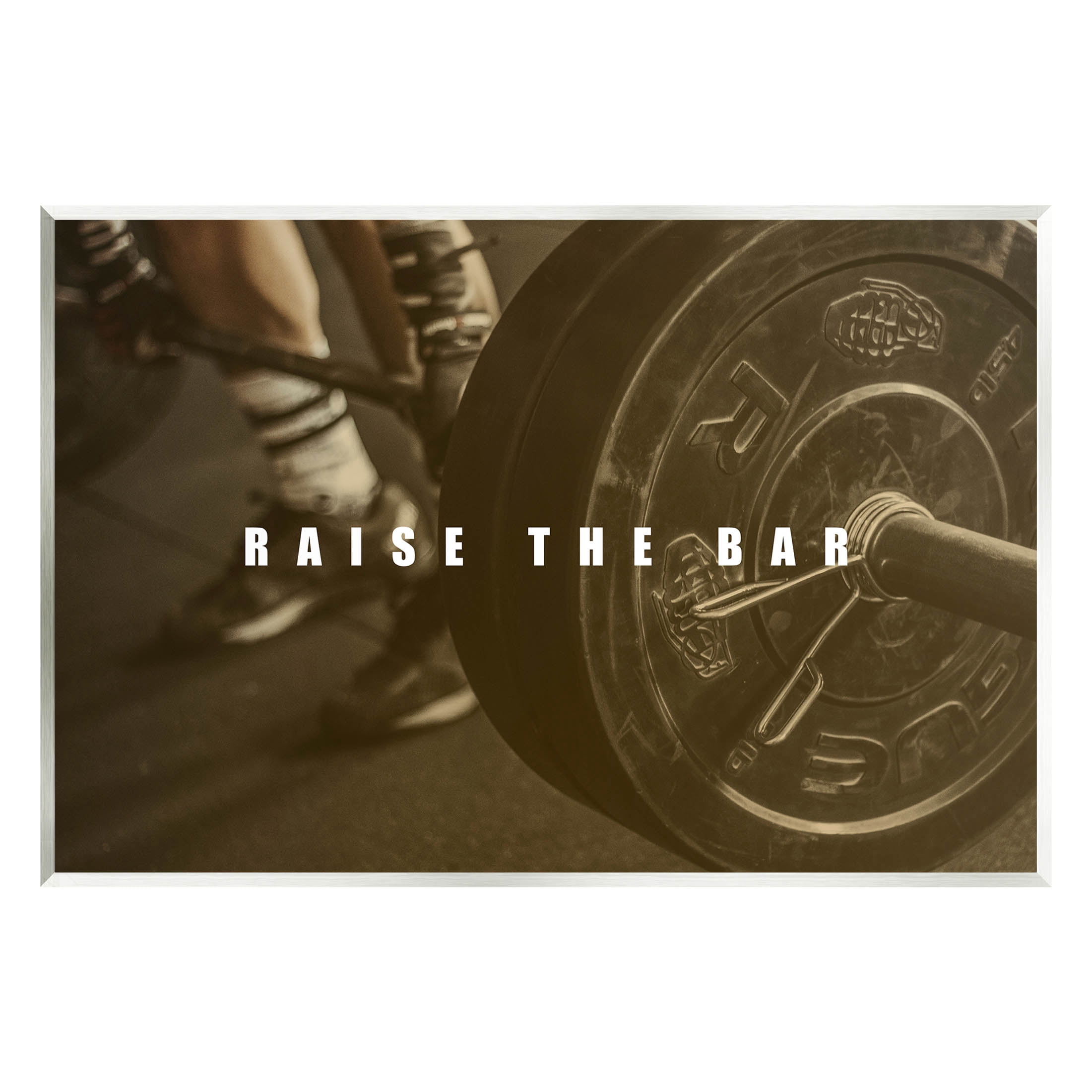 Stupell Industries Raise The Bar Motivational Bodybuilder Graphic Art Unframed Art Print Wall Art, Design by Jacob Green