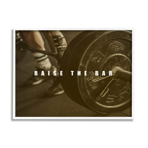 Stupell Industries Raise The Bar Motivational Bodybuilder Graphic Art White Framed Art Print Wall Art, Design by Jacob Green