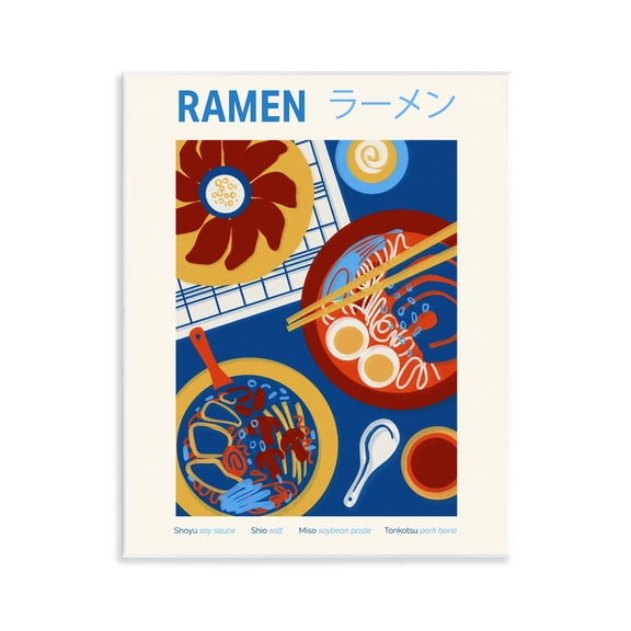 Stupell Industries Ramen Table Placement Food & Beverage Painting Unframed Art Print Wall Art, 11 x 14
