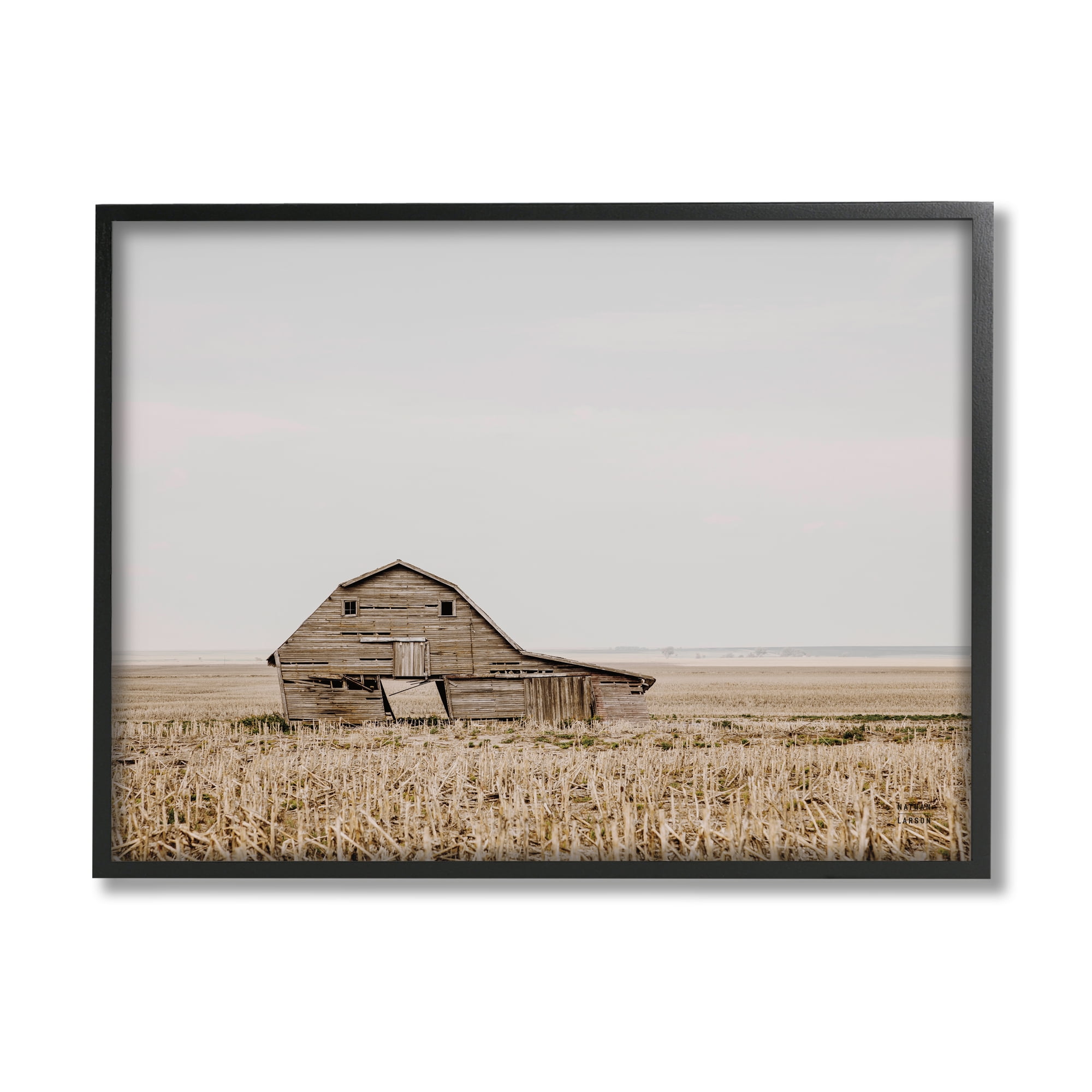 Stupell Industries Ranch Barn Photography Landscape Photography Black Framed Art Print Wall Art, 20 x 16