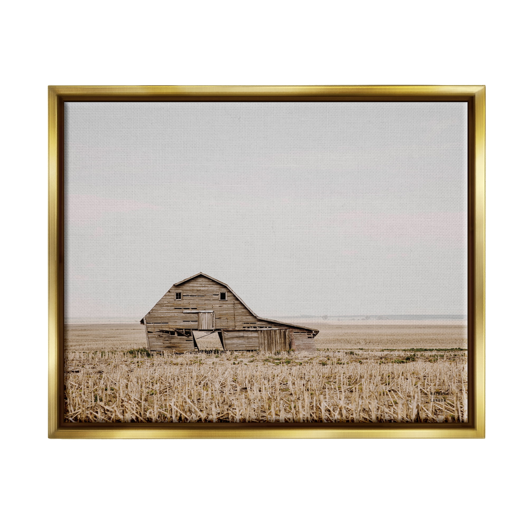 Stupell Industries Ranch Barn Photography Landscape Photography Gold Floater Framed Canvas Art Print Wall Art, 21 x 17