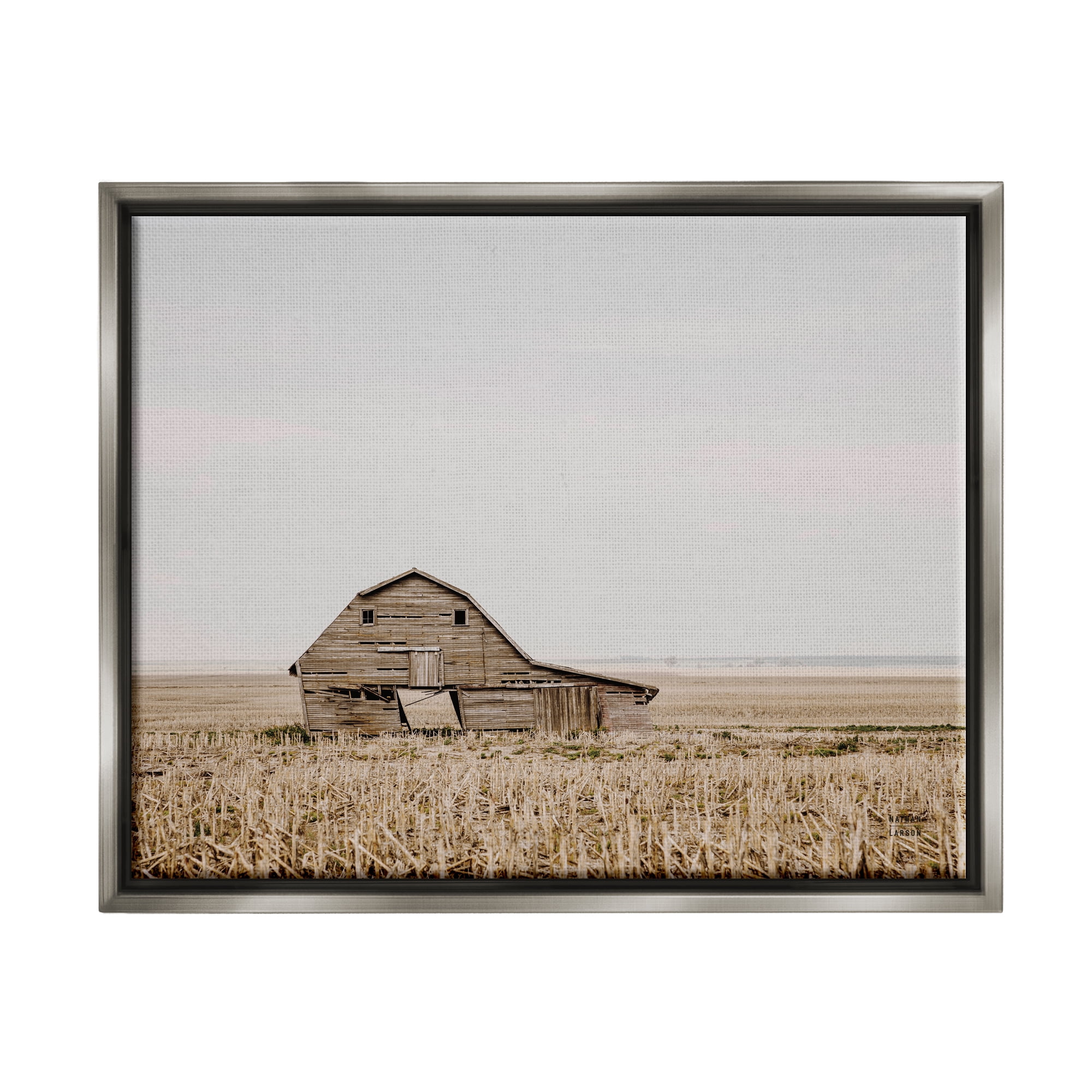 Stupell Industries Ranch Barn Photography Landscape Photography Gray Floater Framed Canvas Art Print Wall Art, 21 x 17