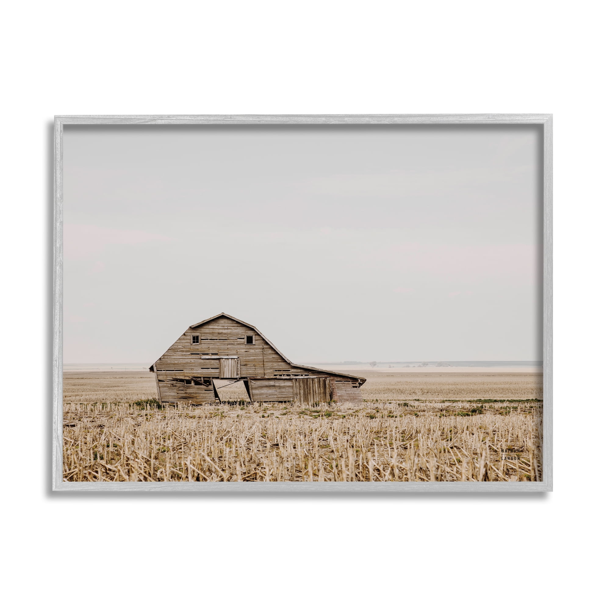 Stupell Industries Ranch Barn Photography Landscape Photography Gray Framed Art Print Wall Art, 30 x 24