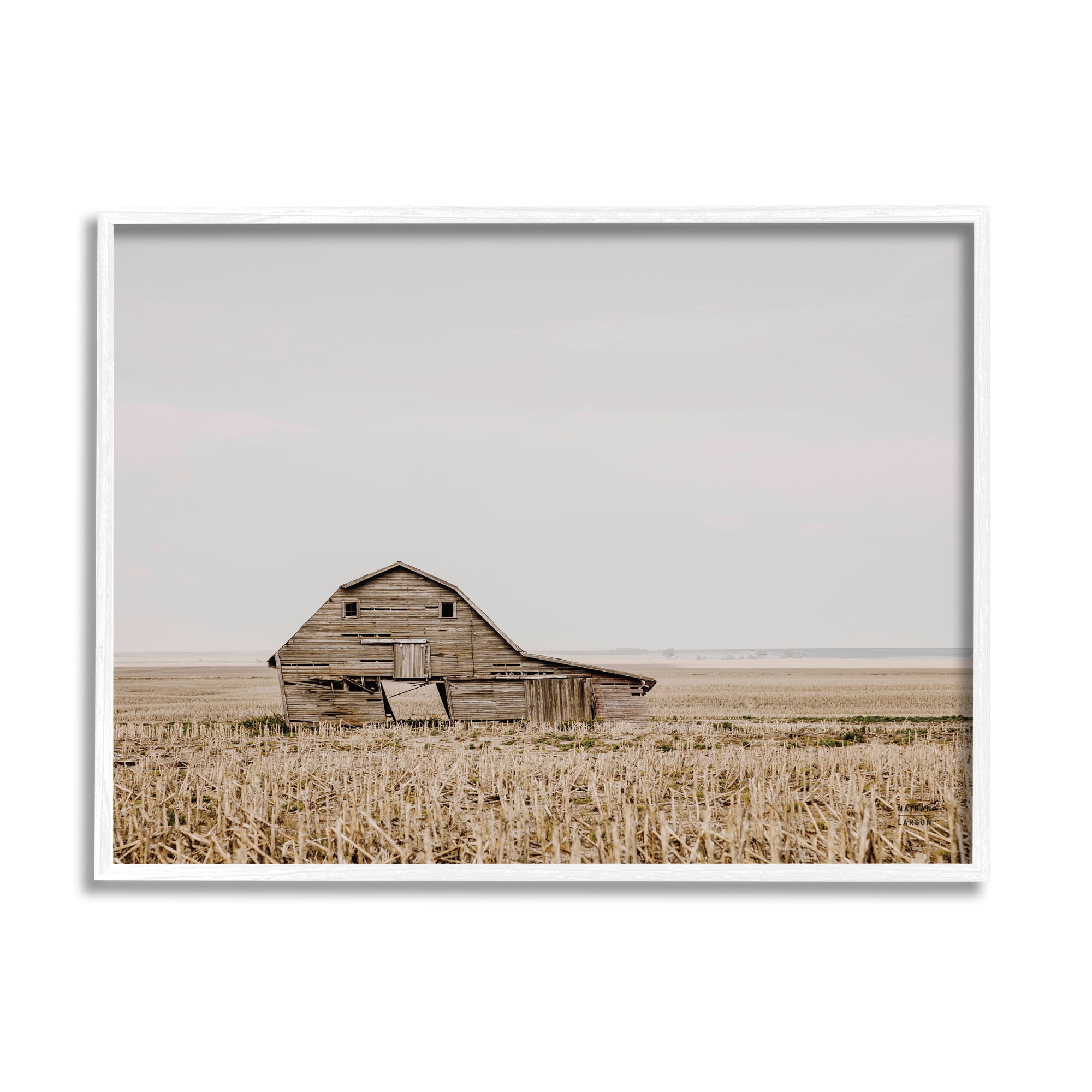 Stupell Industries Ranch Barn Photography Landscape Photography White Framed Art Print Wall Art, 30 x 24