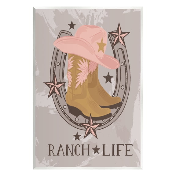 Stupell Industries Ranch Life Cowgirl Horseshoe Nature Painting Unframed Art Print Wall Art, 10 x 15