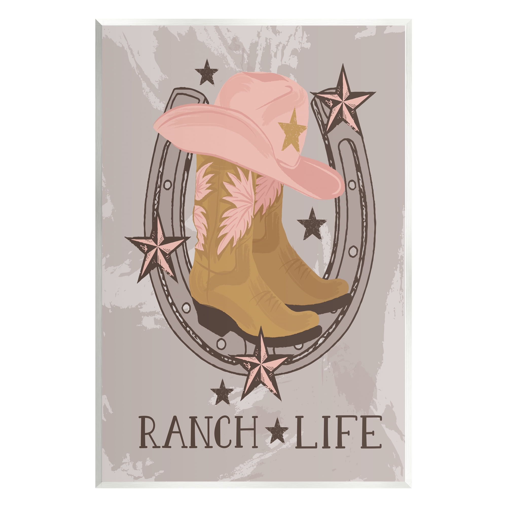 Stupell Industries Ranch Life Cowgirl Horseshoe Nature Painting Unframed Art Print Wall Art, 13 x 19