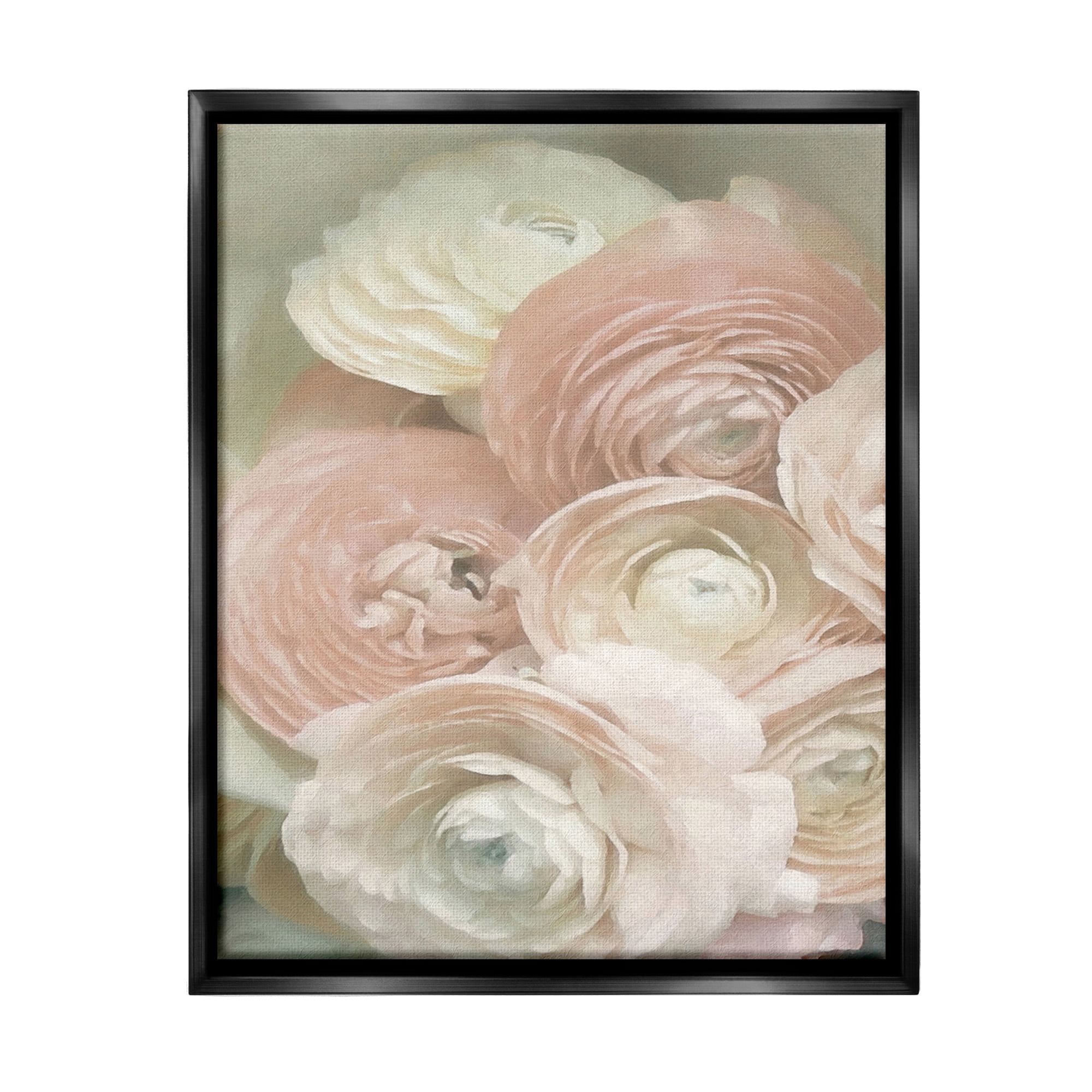 Stupell Industries Ranunculus Blooms Pattern Botanical & Floral Photography Black Floater Framed Canvas Art Print Wall Art, 25 x 31