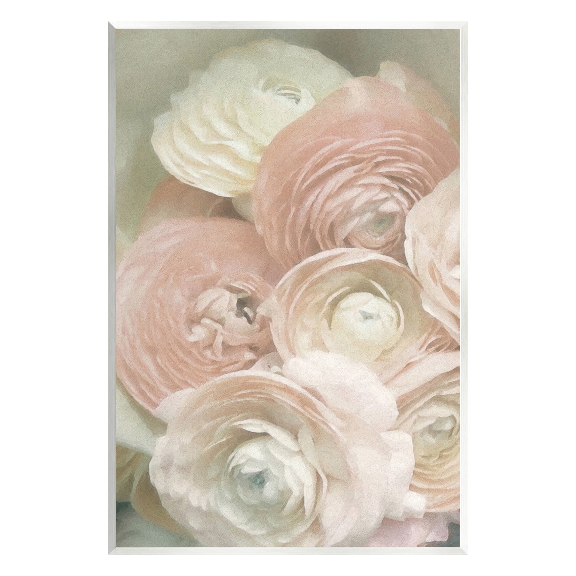 Blush and Cream Ranunculus Floral MDF Wood Wall Art, 10 x 15