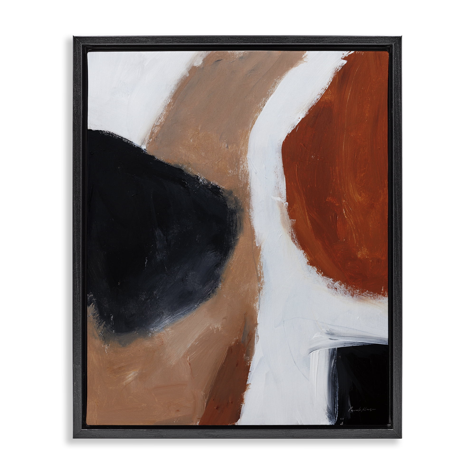 Stupell Industries Rare Earth Tones Abstract Abstract Painting Black Floater Framed Canvas Art Print Wall Art, 25 x 31