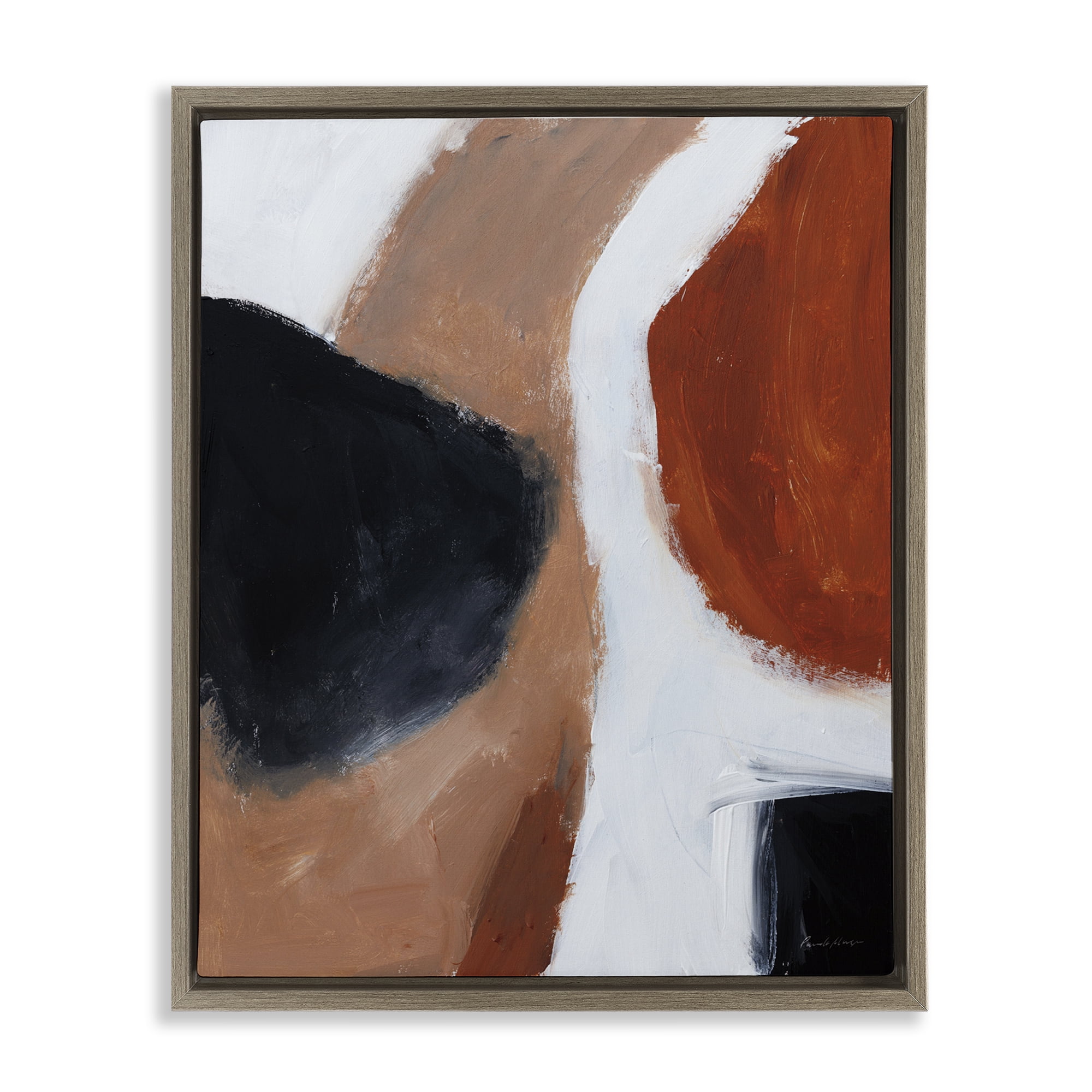 Stupell Industries Rare Earth Tones Abstract Abstract Painting Brown Floater Framed Canvas Art Print Wall Art, 25 x 31