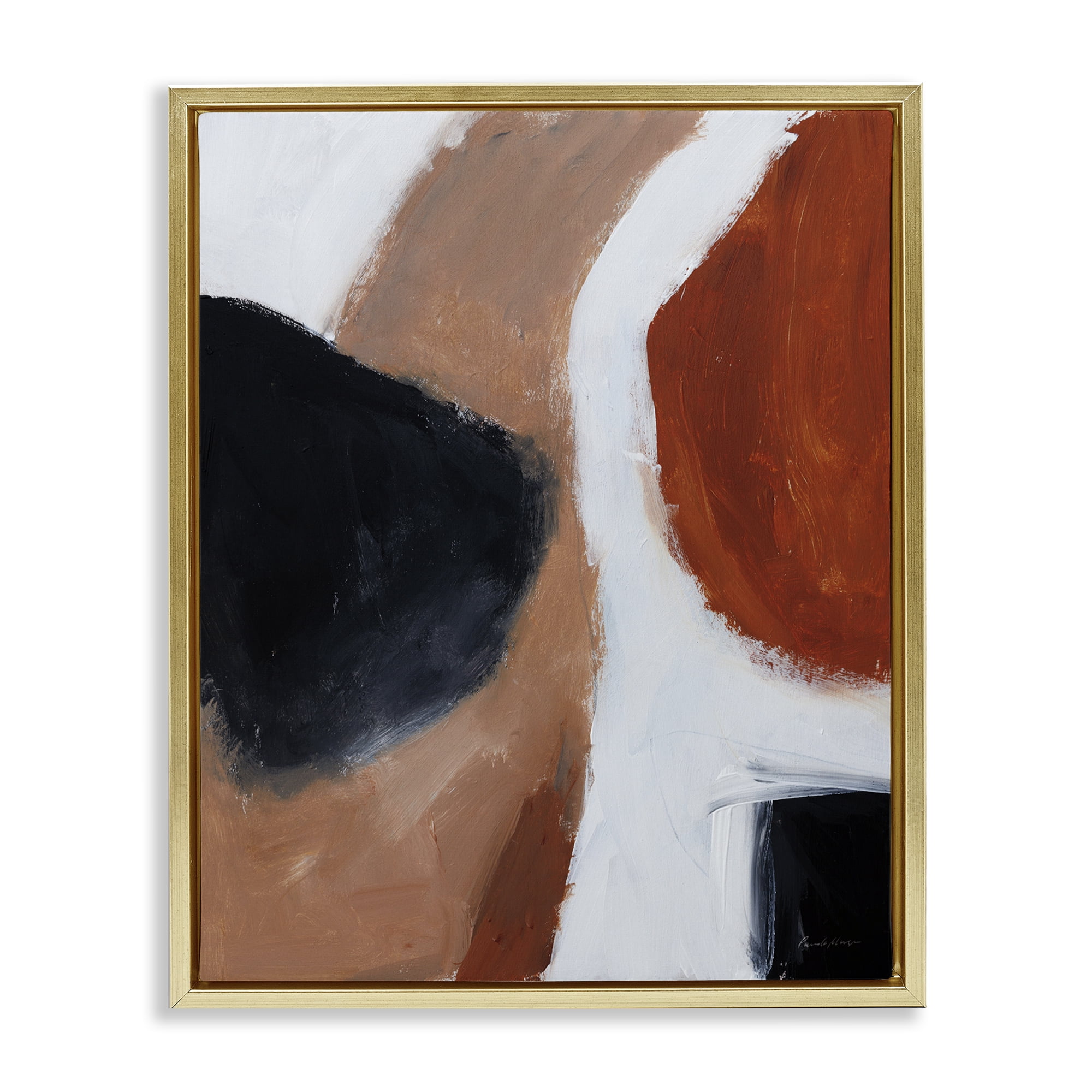 Stupell Industries Rare Earth Tones Abstract Abstract Painting Gold Floater Framed Canvas Art Print Wall Art, 25 x 31