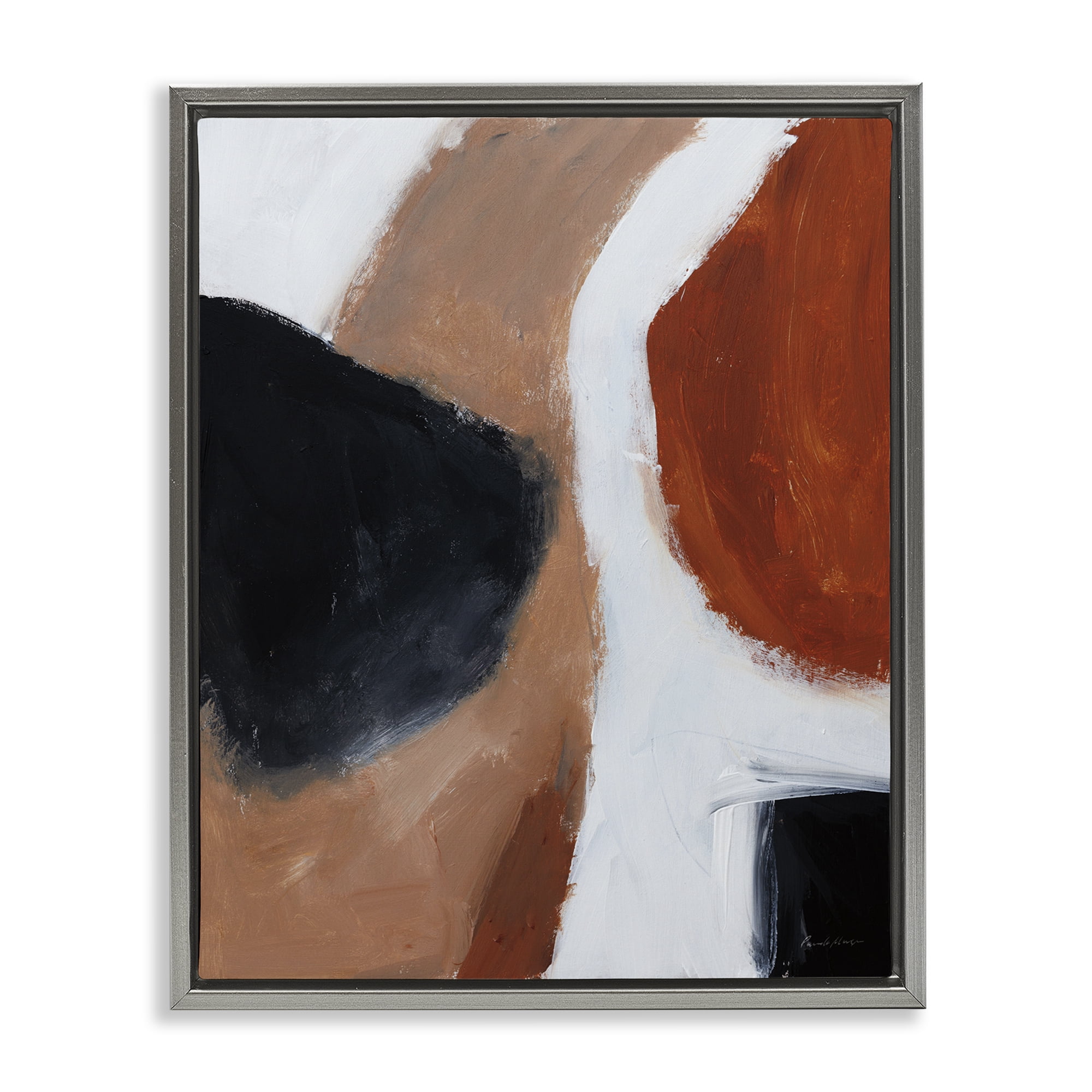 Stupell Industries Rare Earth Tones Abstract Abstract Painting Gray Floater Framed Canvas Art Print Wall Art, 17 x 21