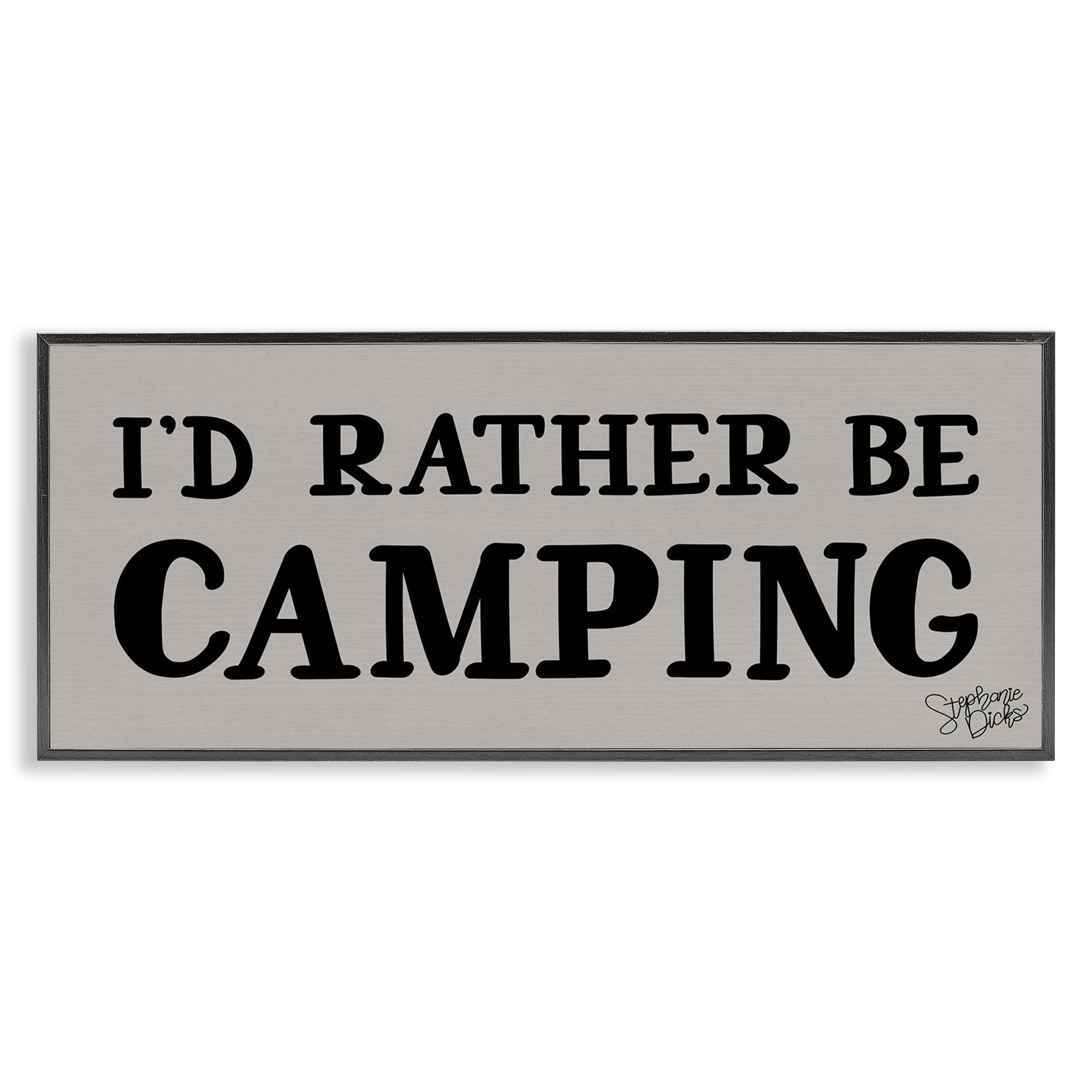Stupell Industries Rather Be Camping Text & Numbers Painting Black Framed Art Print Wall Art, 30 x 13