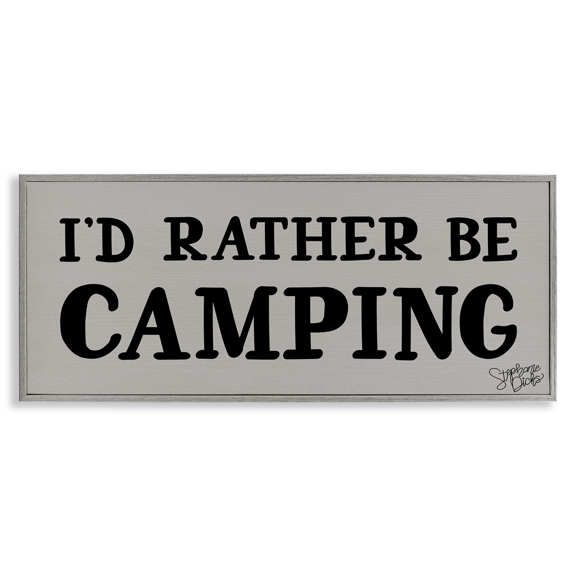 Stupell Industries Rather Be Camping Text & Numbers Painting Gray Framed Art Print Wall Art, 24 x 10