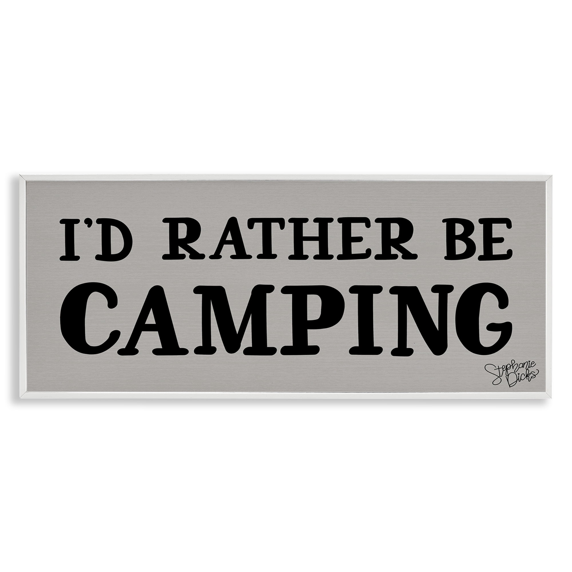 Stupell Industries Rather Be Camping Text & Numbers Painting White Framed Art Print Wall Art, 30 x 13