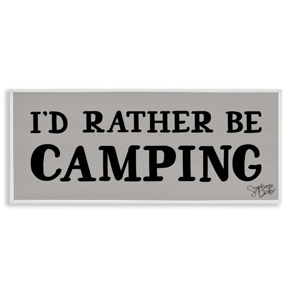 Stupell Industries Rather Be Camping Text & Numbers Painting White Framed Art Print Wall Art, 30 x 13