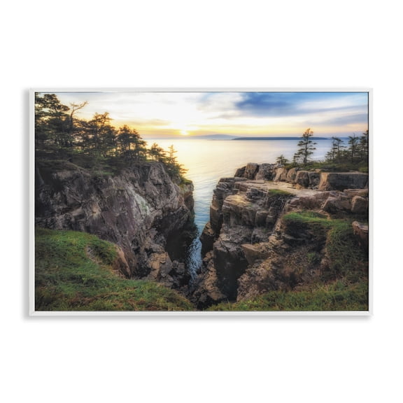 Stupell Industries Raven's Nest Cliff Landscape White Framed Giclee Art design by D. Burt, 20 x 30