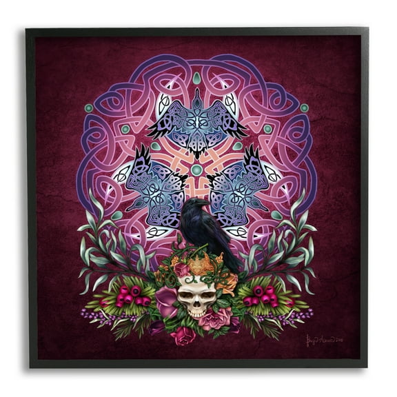 Stupell Industries Ravens & Celtic Knot Animals & Insects Painting Black Framed Art Print Wall Art, 12 x 12