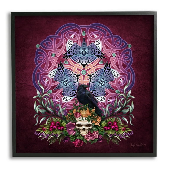 Stupell Industries Ravens & Celtic Knot Animals & Insects Painting Black Framed Art Print Wall Art, 12 x 12