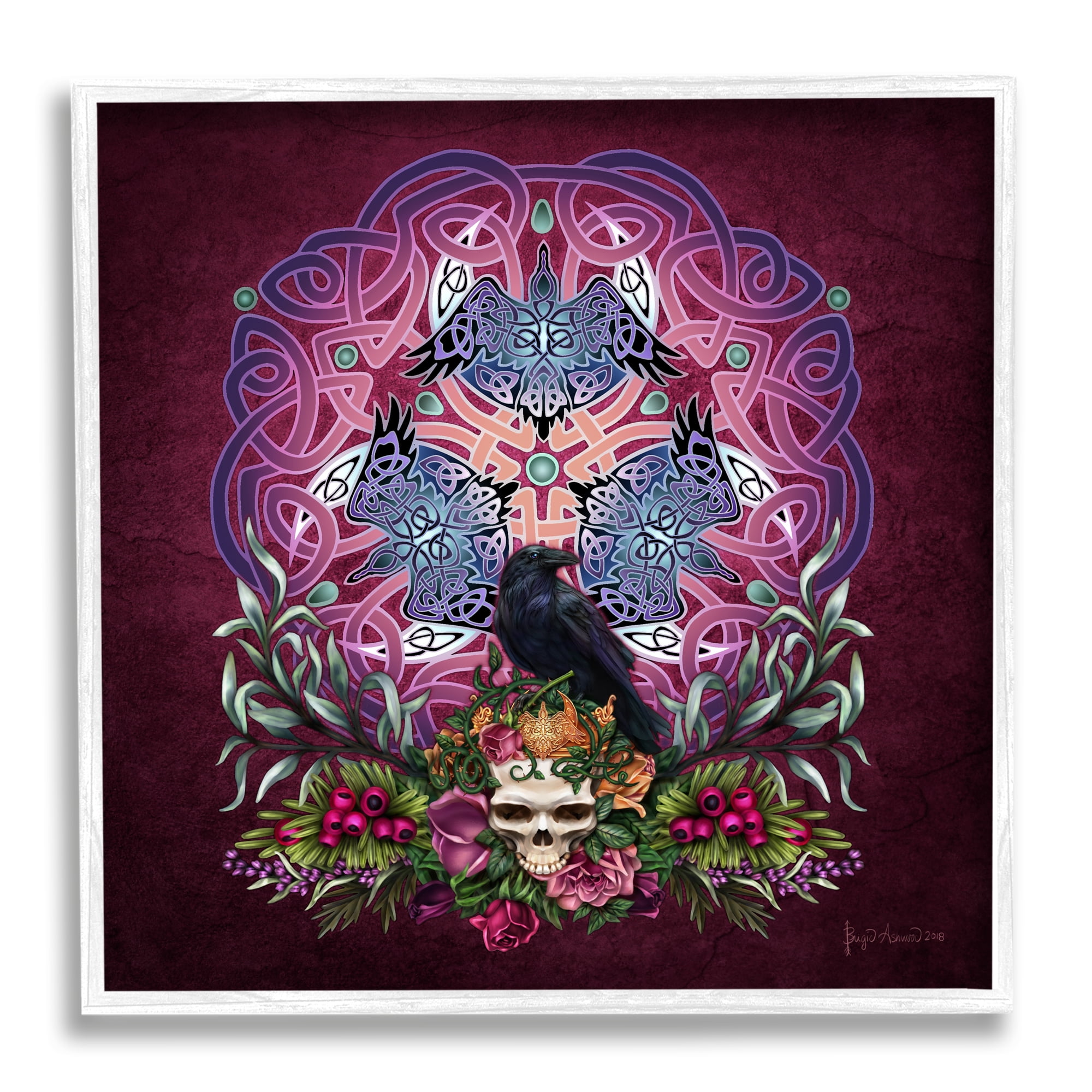Stupell Industries Ravens & Celtic Knot Animals & Insects Painting White Framed Art Print Wall Art, 24 x 24