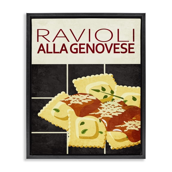 Stupell Industries Ravioli Classic Kitchen Food & Beverage Painting Black Floater Framed Canvas Art Print Wall Art, 17 x 21