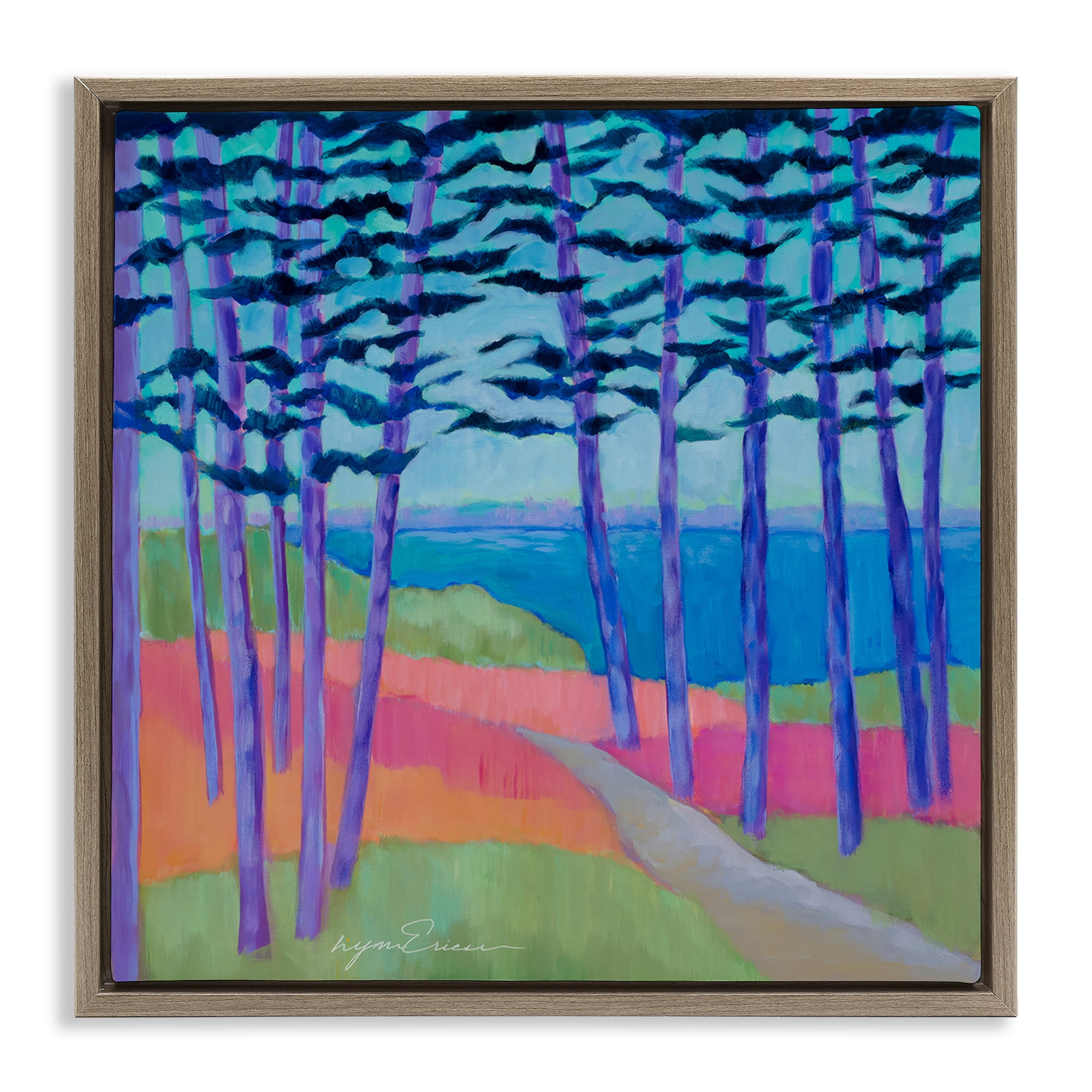 Stupell Industries Razzle Dazzle Forest Scene Brown Framed Floater Canvas Wall Art, design by Lynn Ericson Fine Art