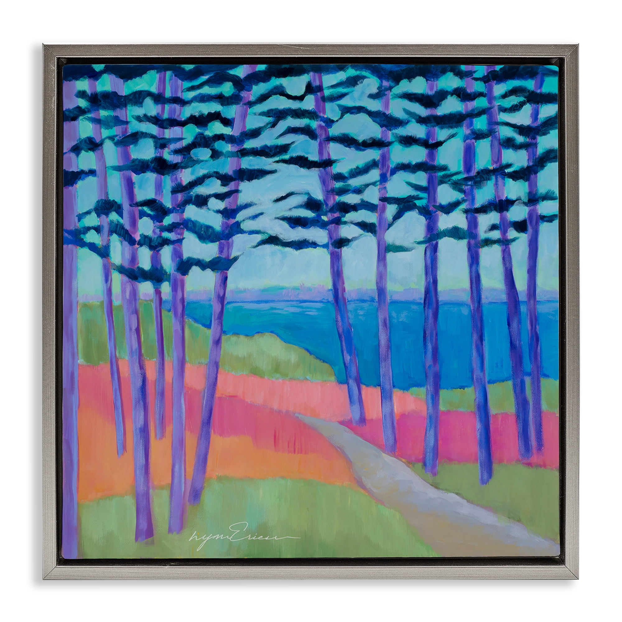 Stupell Industries Razzle Dazzle Forest Scene Gray Framed Floater Canvas Wall Art, design by Lynn Ericson Fine Art