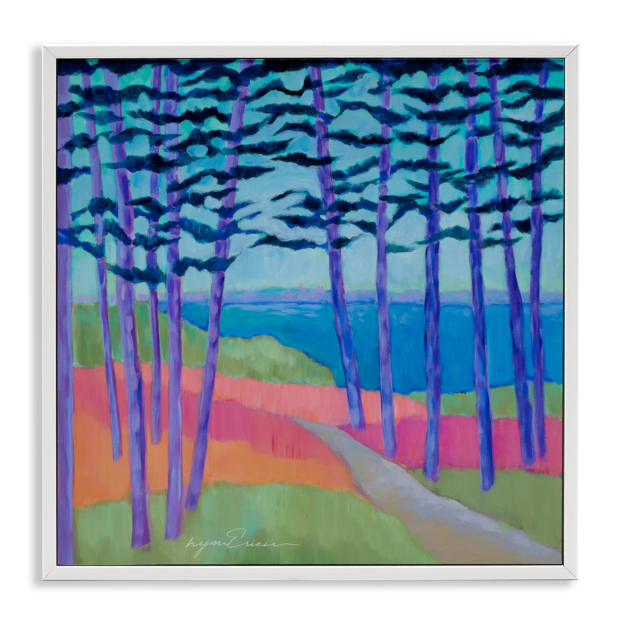Stupell Industries Razzle Dazzle Forest Scene White Framed Giclee Art, design by Lynn Ericson Fine Art