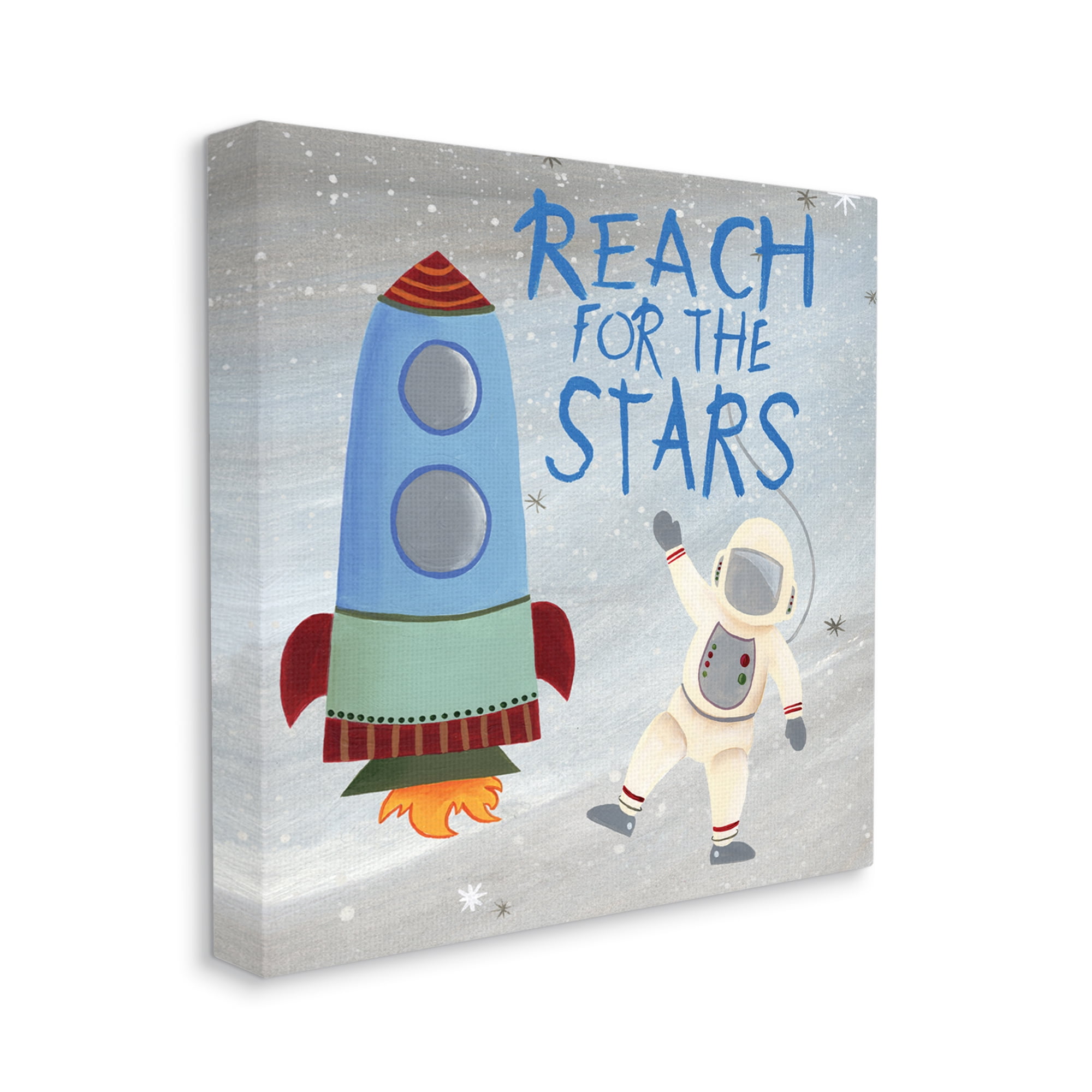 Stupell Industries Reach For The Stars Quote Sci-Fi Space Rocket Astronaut, 24 x 24, Designed by Regina Moore