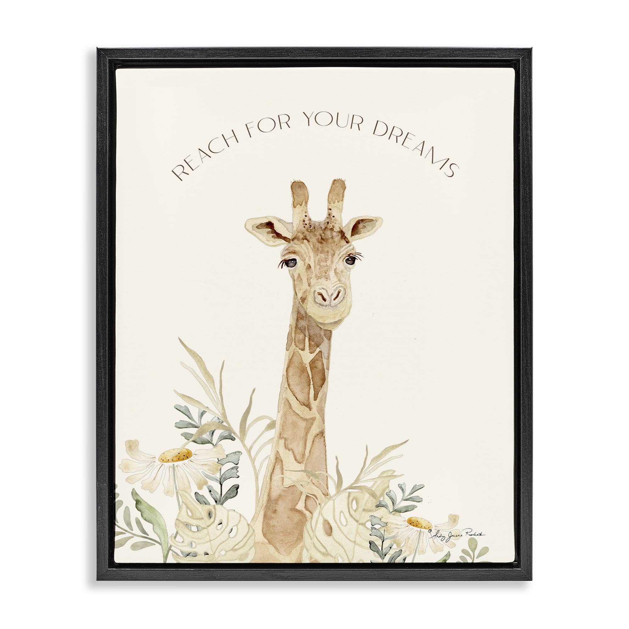 Stupell Industries Reach For Your Dreams Animals & Insects Painting Black Floater Framed Art Print Wall Art, 25 x 31