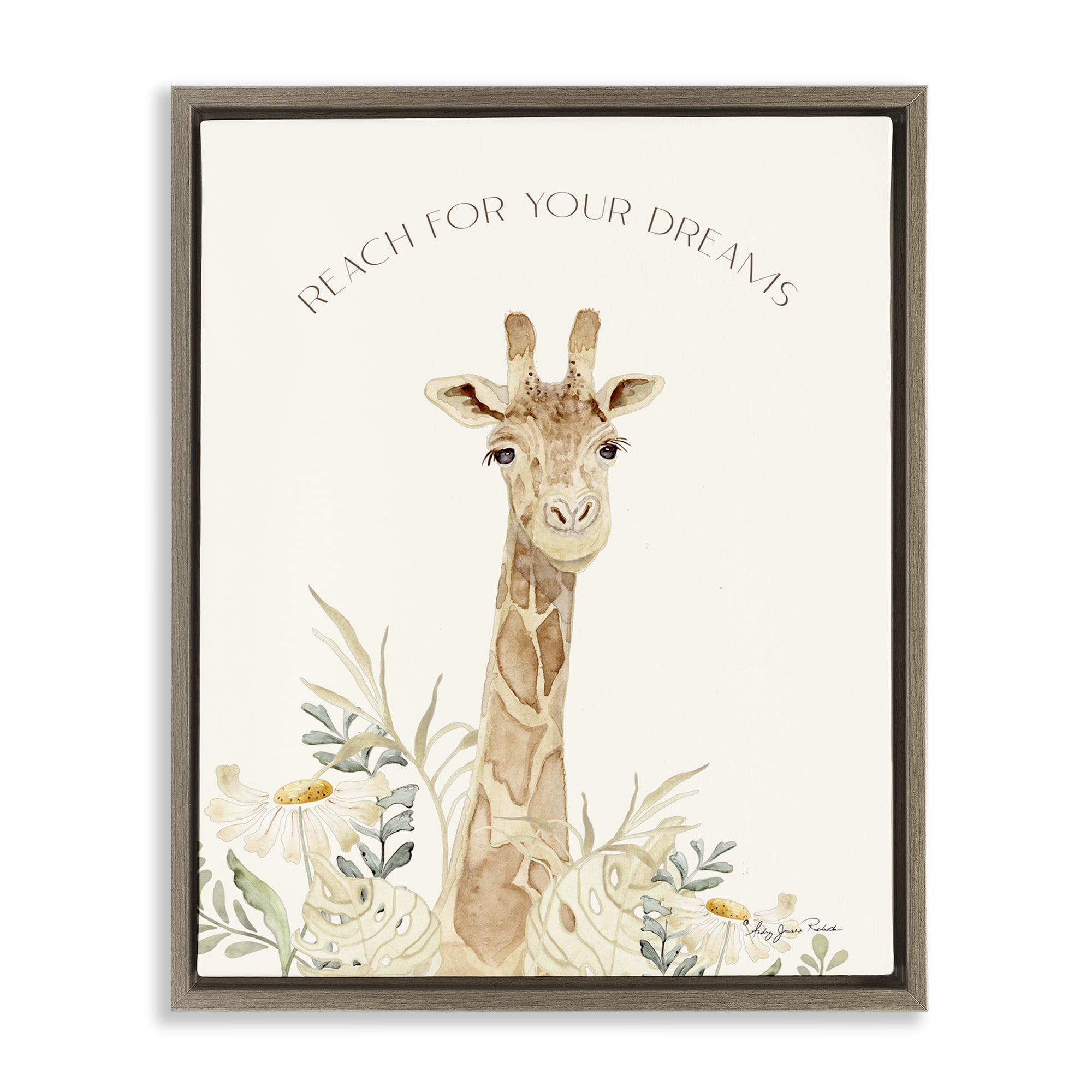 Stupell Industries Reach For Your Dreams Animals & Insects Painting Brown Floater Framed Art Print Wall Art, 17 x 21