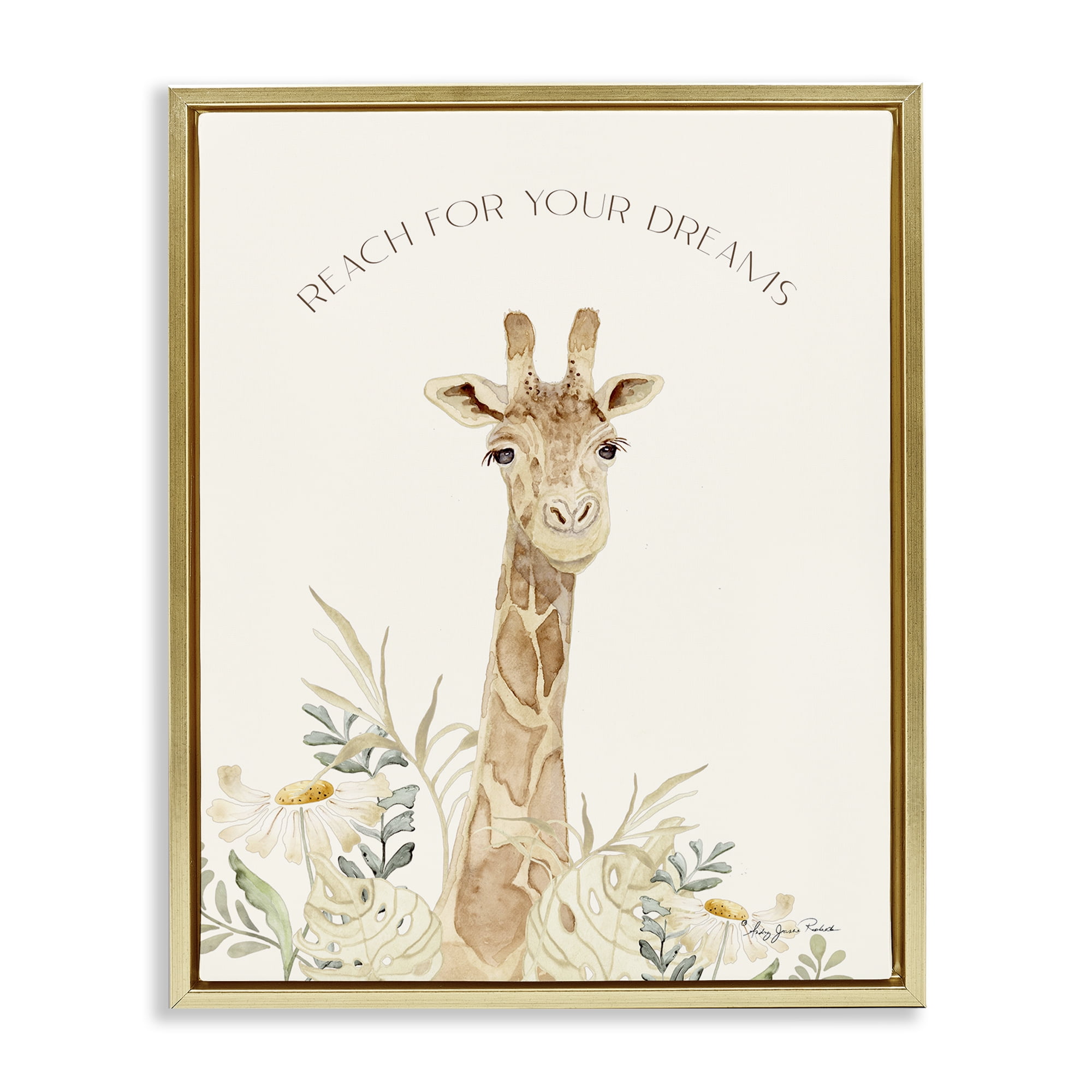 Stupell Industries Reach For Your Dreams Animals & Insects Painting Gold Floater Framed Art Print Wall Art, 25 x 31