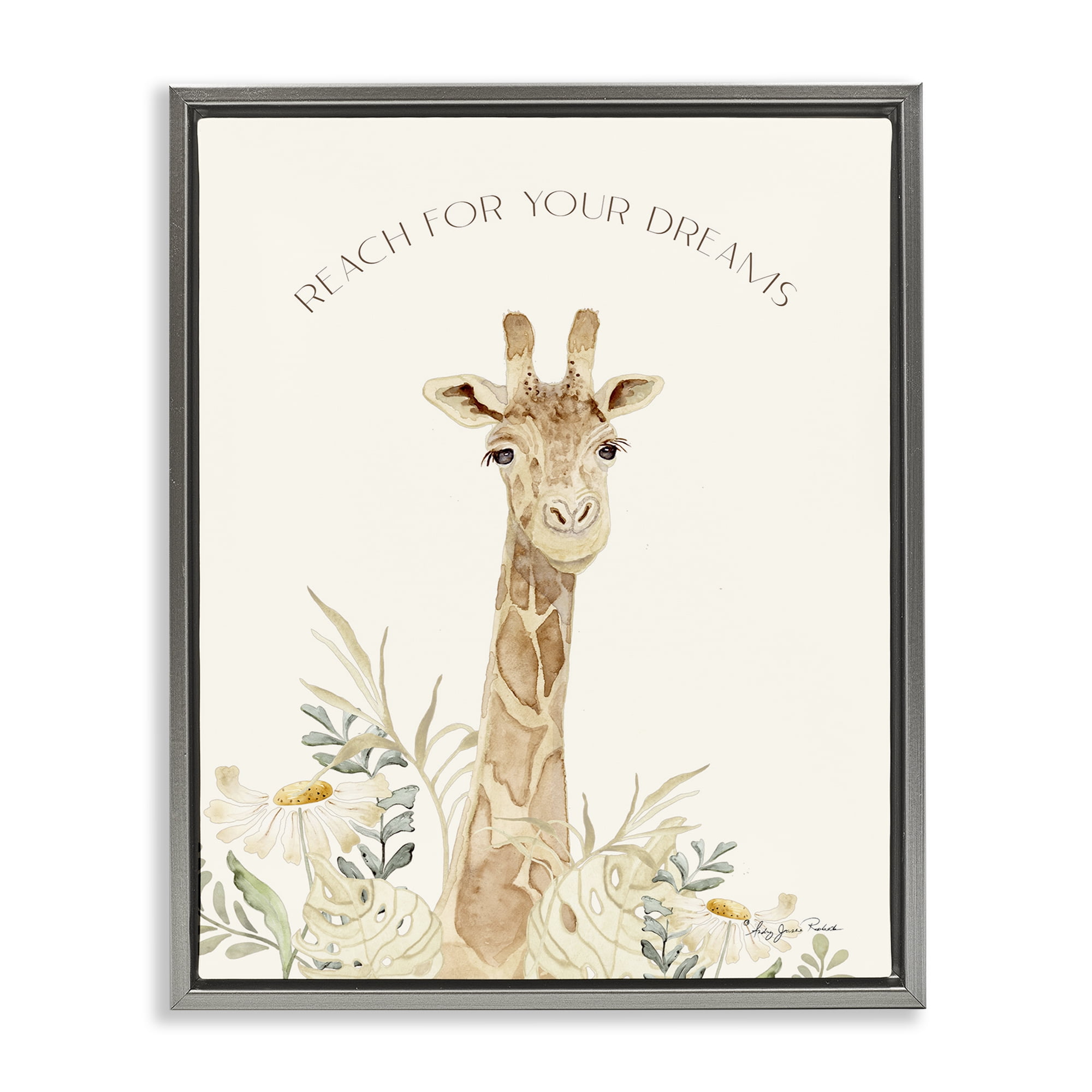 Stupell Industries Reach For Your Dreams Animals & Insects Painting Gray Floater Framed Art Print Wall Art, 25 x 31