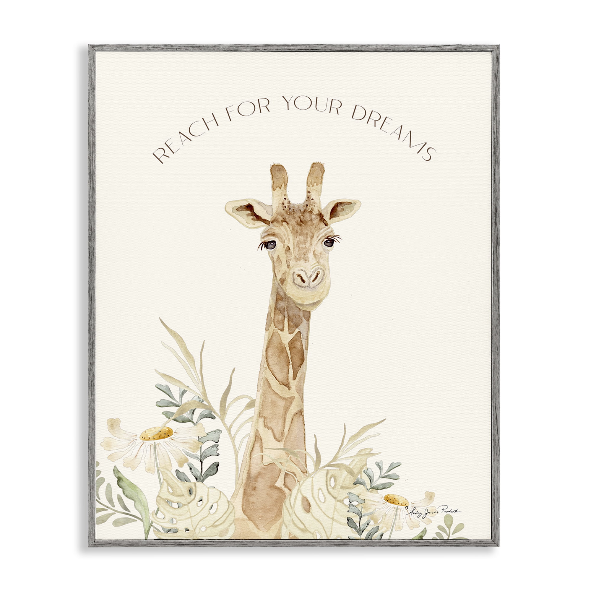Stupell Industries Reach For Your Dreams Animals & Insects Painting Gray Framed Art Print Wall Art, 24 x 30