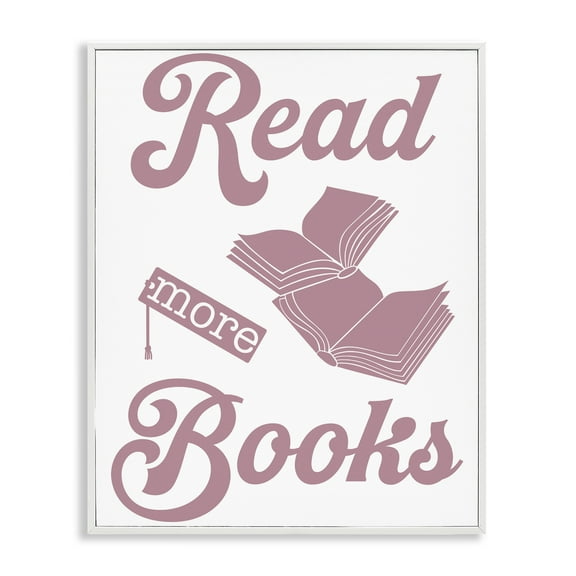 Stupell Industries Read More Books Pink White Framed Giclee Art, design by Marcus Prime