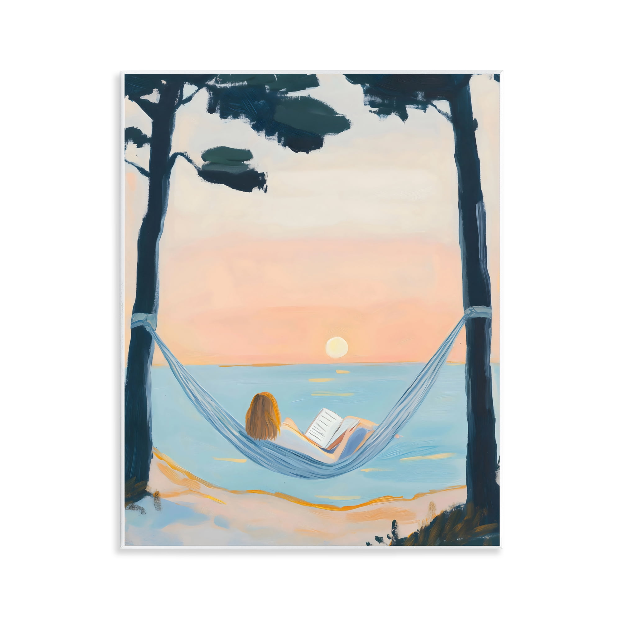 Stupell Industries Reading At Sunset in Hammock Wall Plaque Art, design by The Prints Vibe