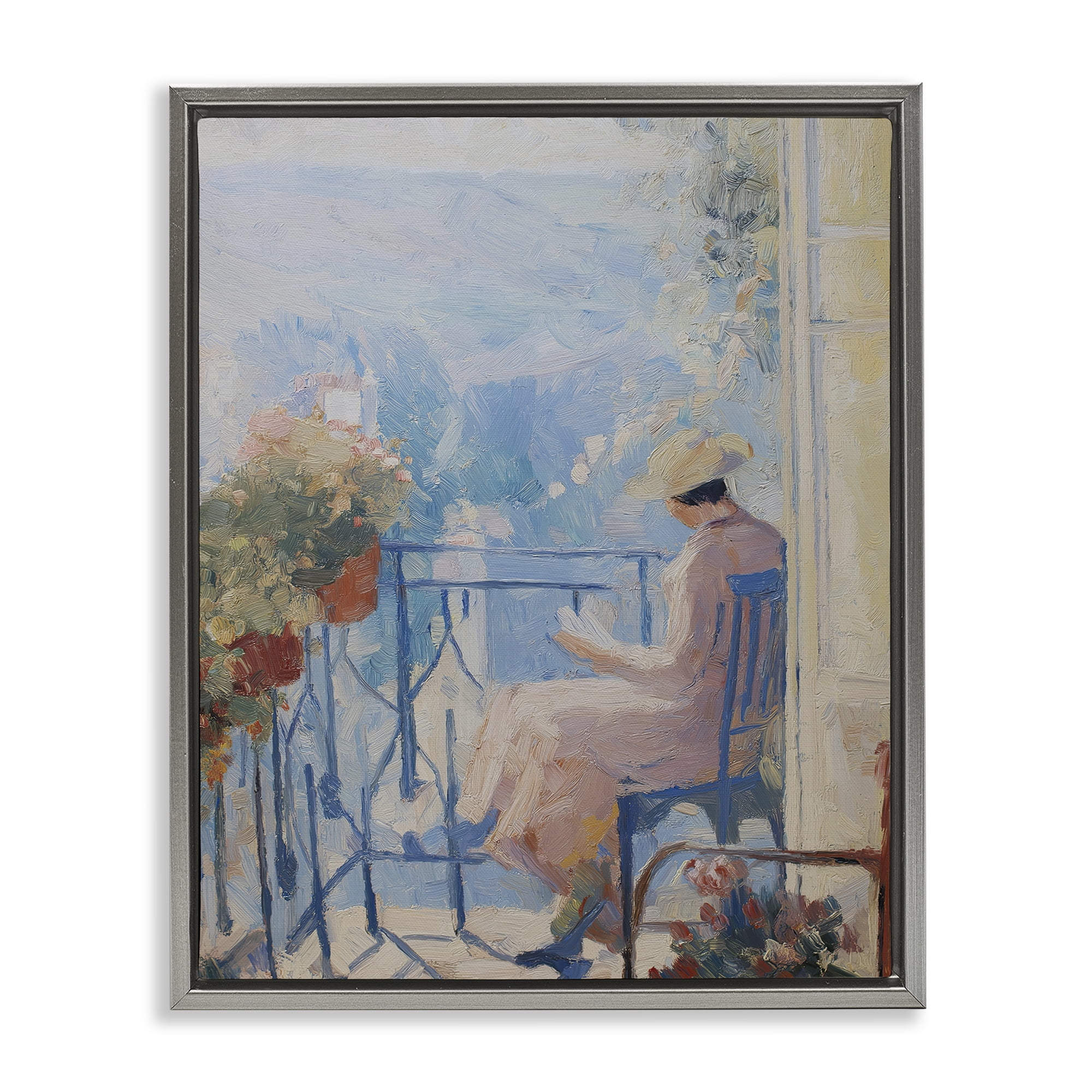 Stupell Industries Reading In The Sun Gray Framed Floater Canvas Wall Art, design by Svetlana Aleynikova