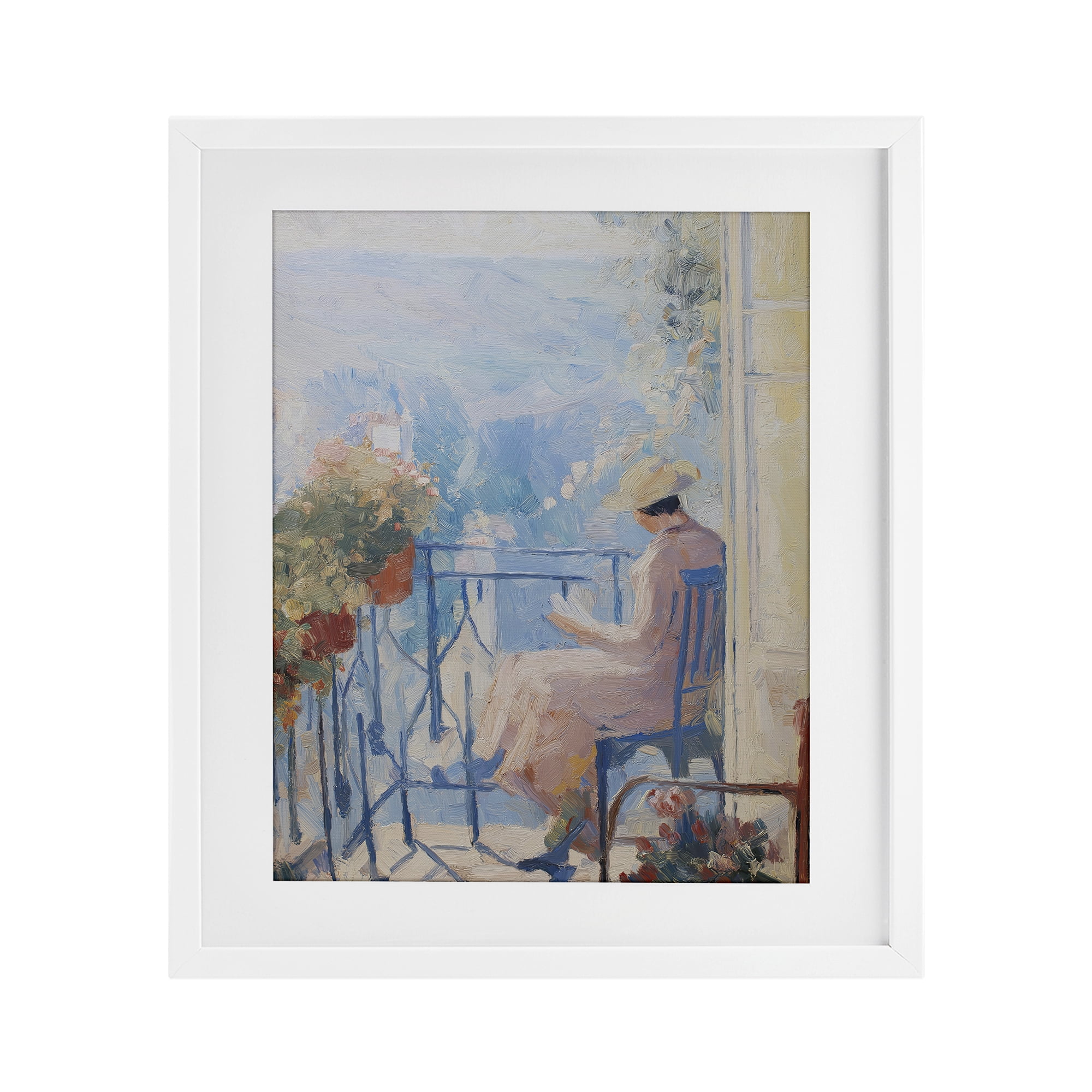 Stupell Industries Reading In The Sun White Framed Print Under Glass, design by Svetlana Aleynikova
