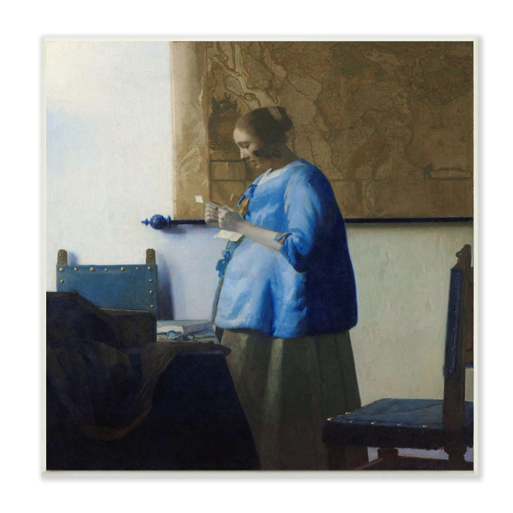 Stupell Industries Reading The Letter Vermeer Classical Painting Wall Plaque by Johannes Vermeer, 12" x 12", Wall Plaque