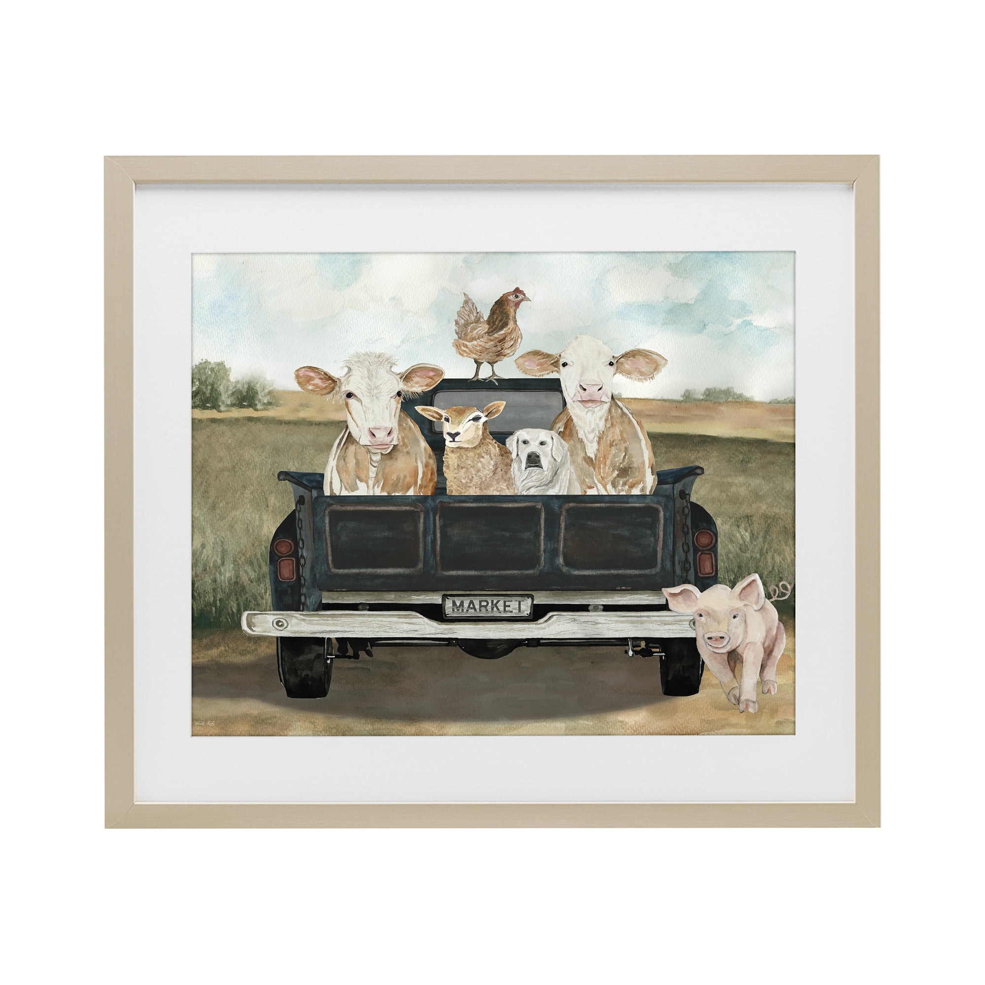 Stupell Industries Ready For A Farm Ride Birch Framed Print Under Glass, design by Cindy Jacobs
