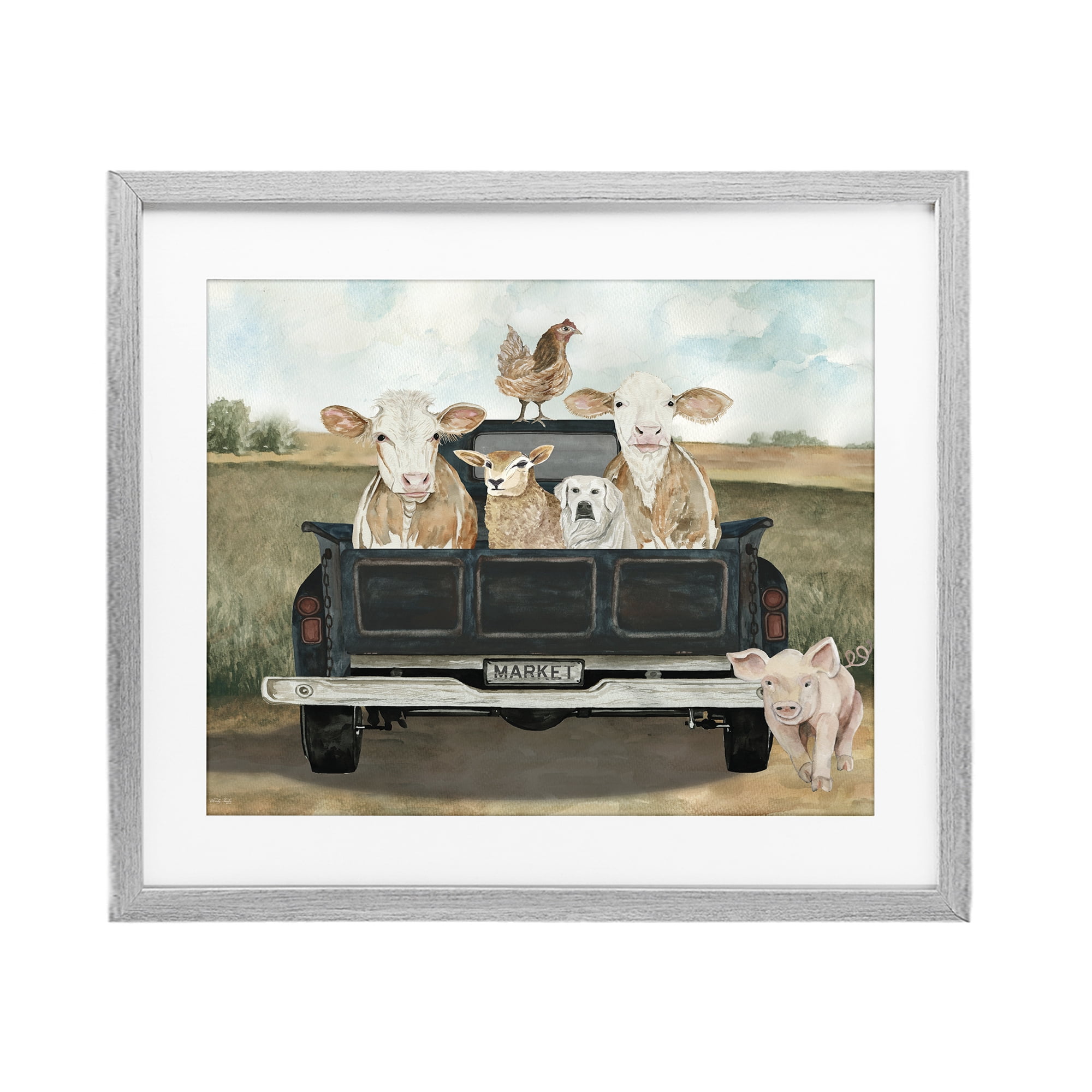 Stupell Industries Ready For A Farm Ride Gray Framed Print Under Glass, design by Cindy Jacobs
