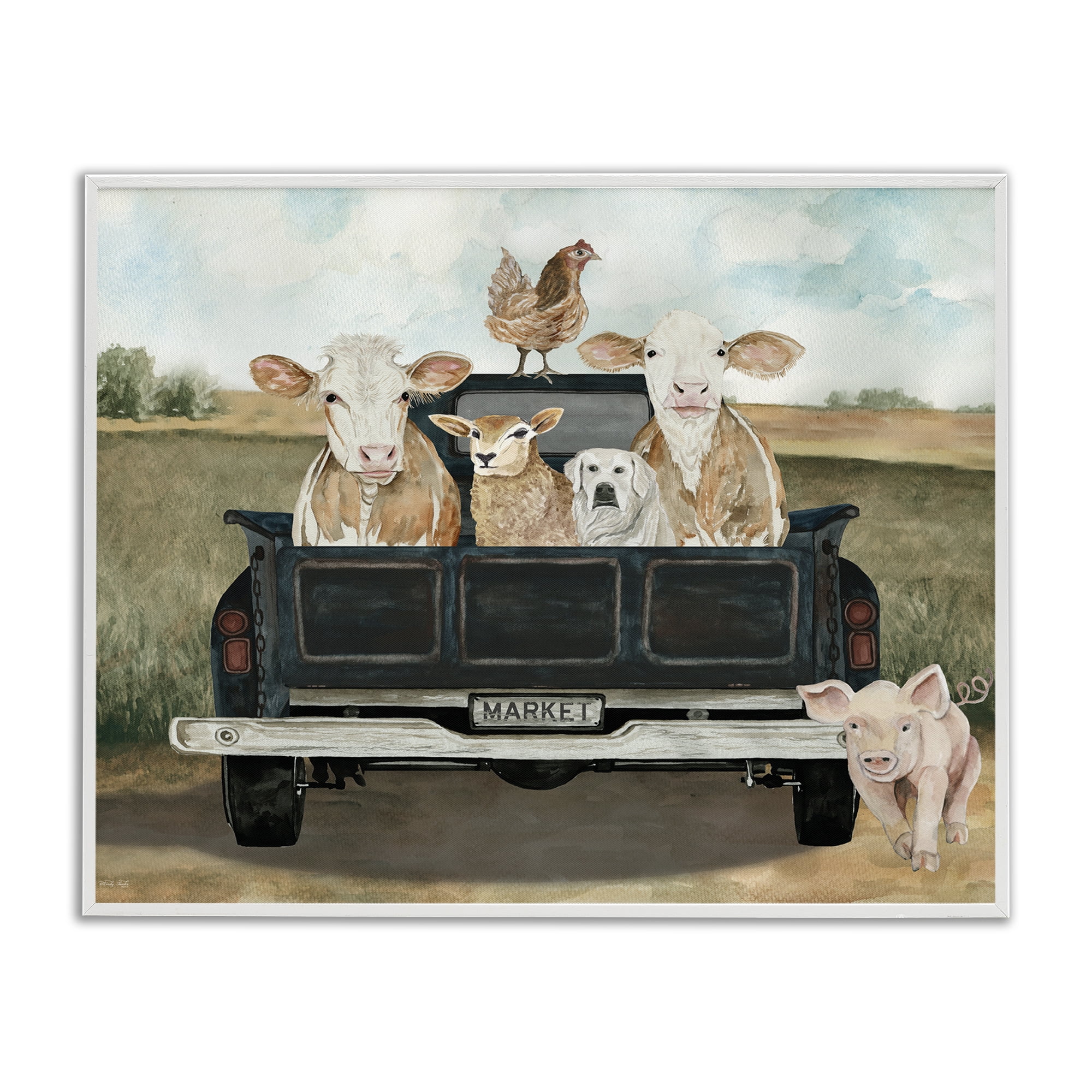 Stupell Industries Ready For A Farm Ride White Framed Giclee Art, design by Cindy Jacobs