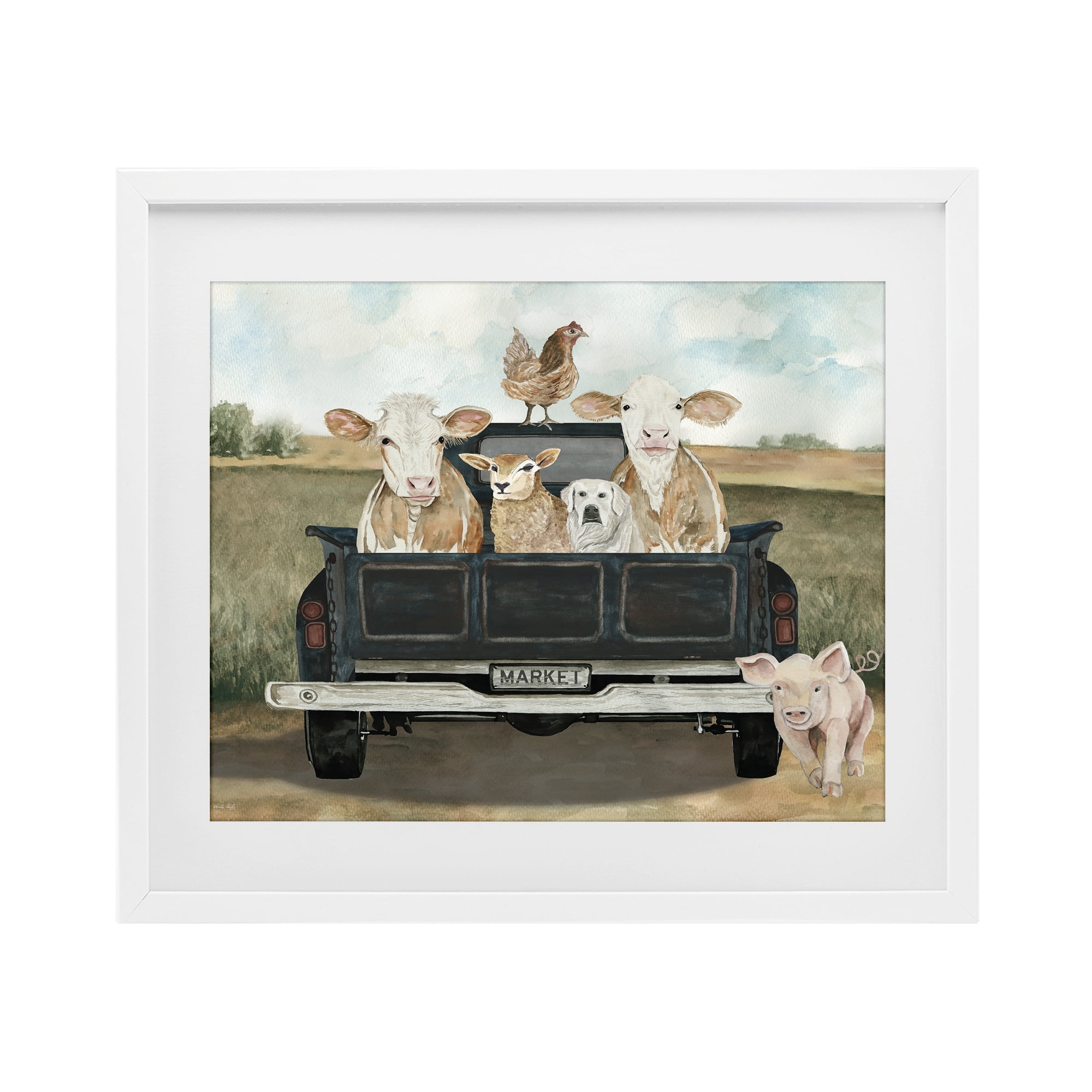 Stupell Industries Ready For A Farm Ride White Framed Print Under Glass, design by Cindy Jacobs
