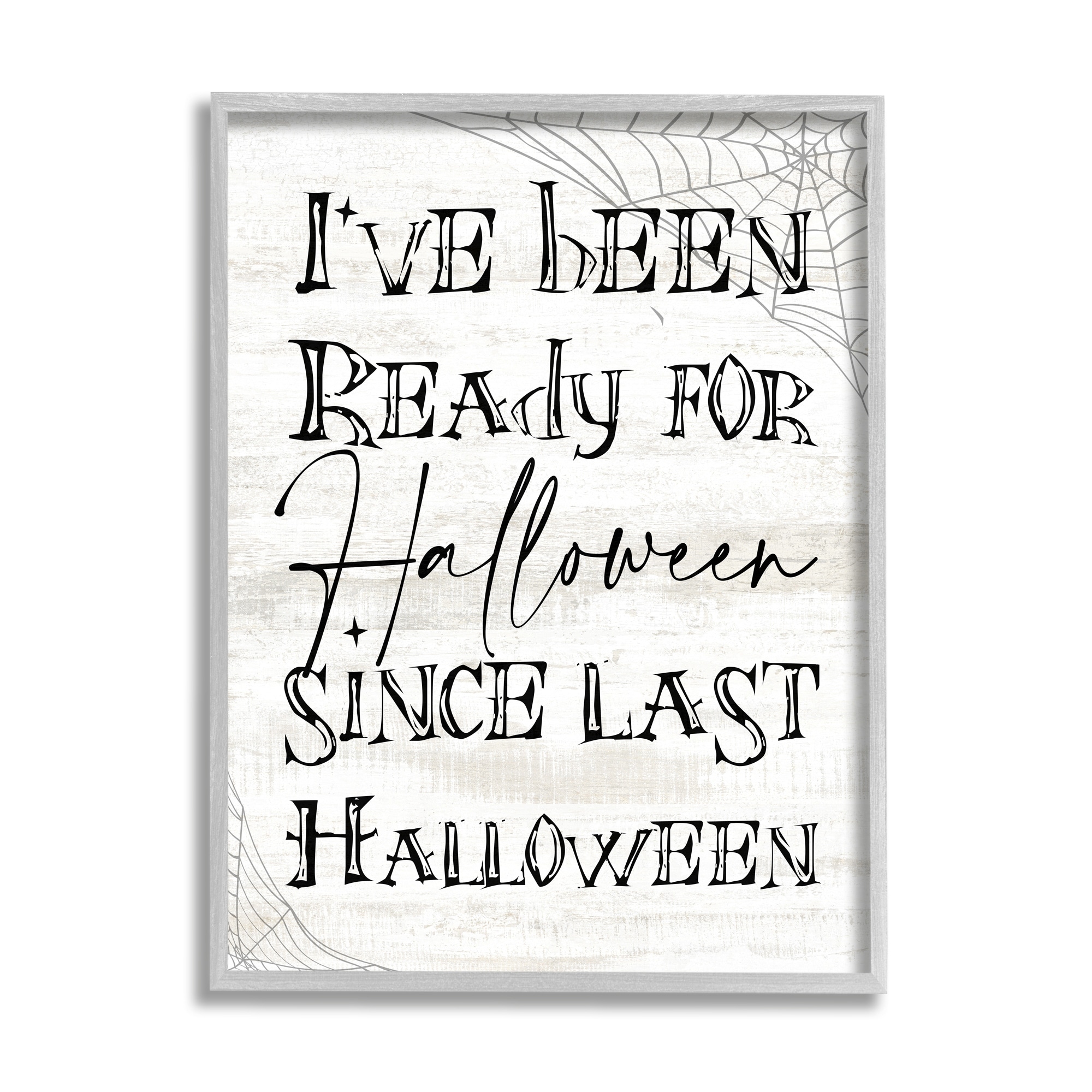 Stupell Industries Ready For Halloween Spooky Typography Spider Webs Graphic Art Gray Framed Art Print Wall Art, Design by Daphne Polselli