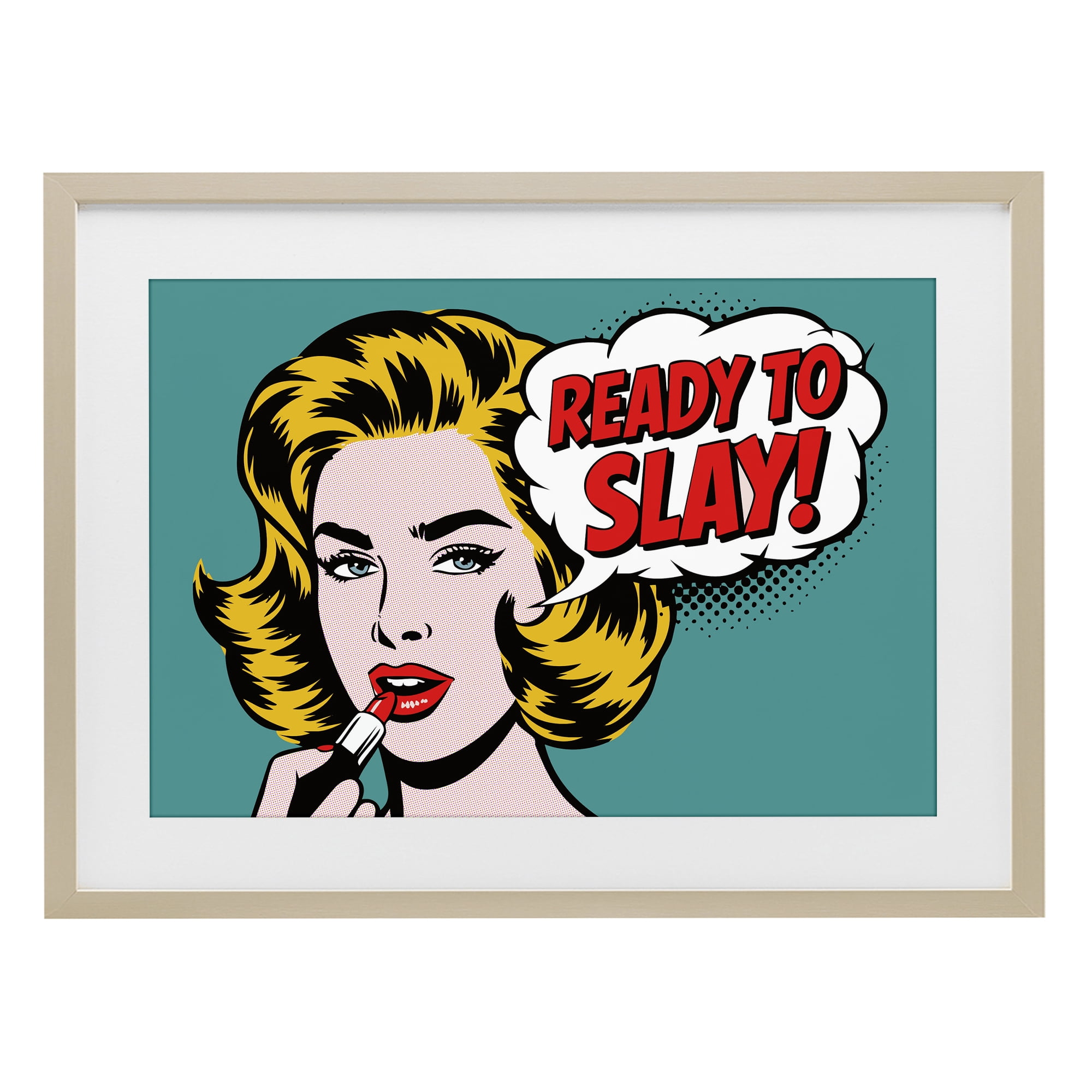 Stupell Industries Ready To Slay Pop Lipstick Birch Framed Print Under Glass, design by Andreas Magnusson
