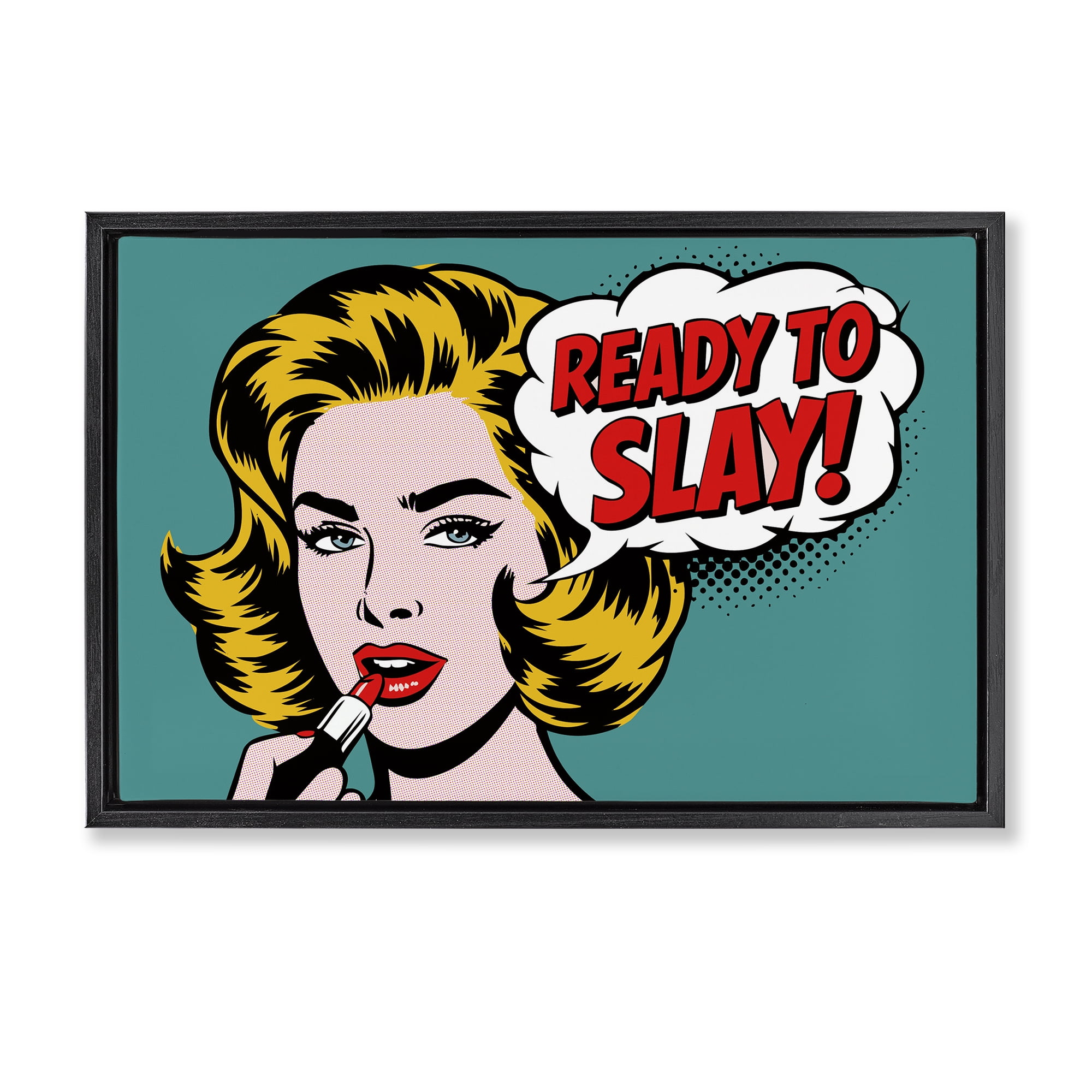 Stupell Industries Ready To Slay Pop Lipstick Black Framed Floater Canvas Wall Art, design by Andreas Magnusson