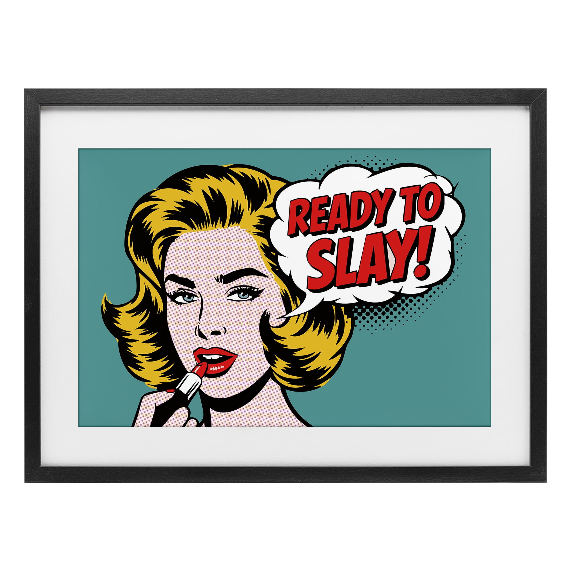 Stupell Industries Ready To Slay Pop Lipstick Black Framed Print Under Glass, design by Andreas Magnusson